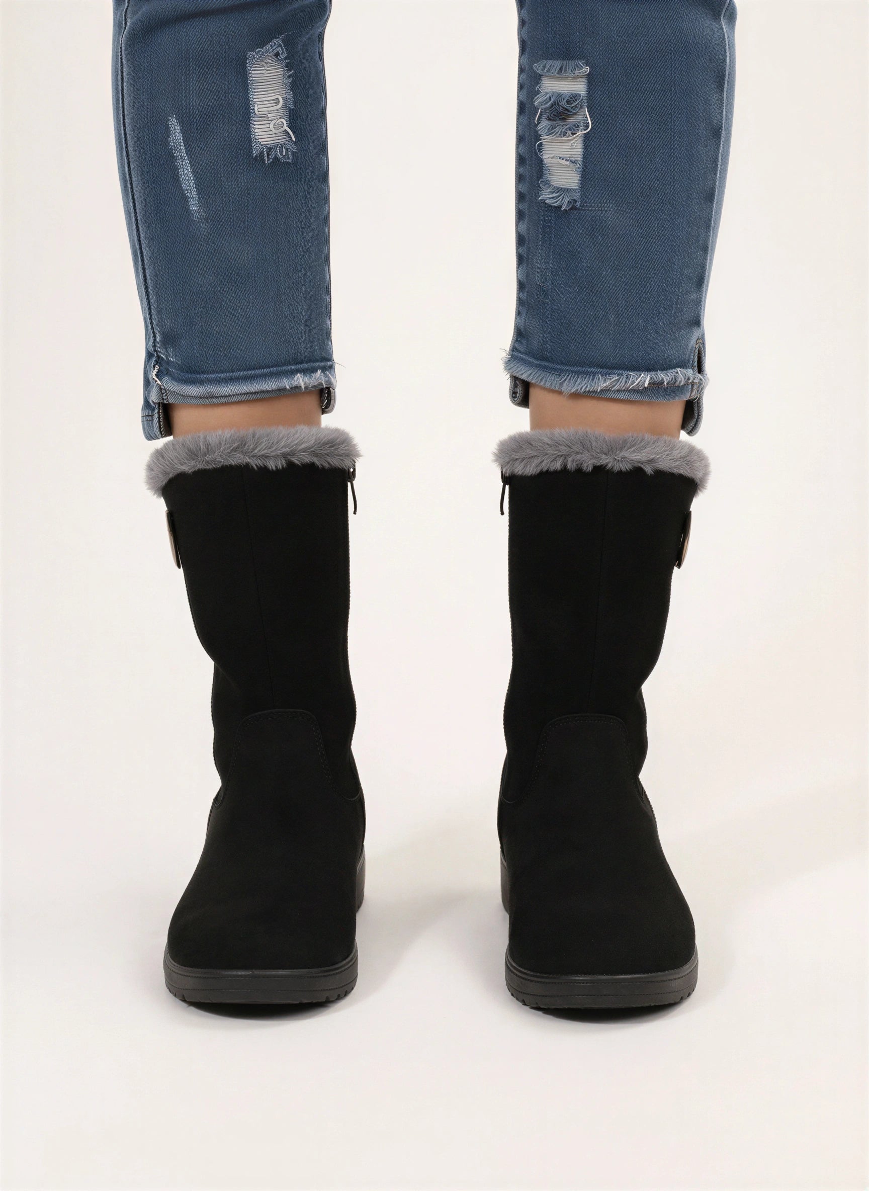 Trimuro Suede Mid-Calf Boots – Women Orthopedic Arch Support Warm Winter Comfort Casual Everyday Boots