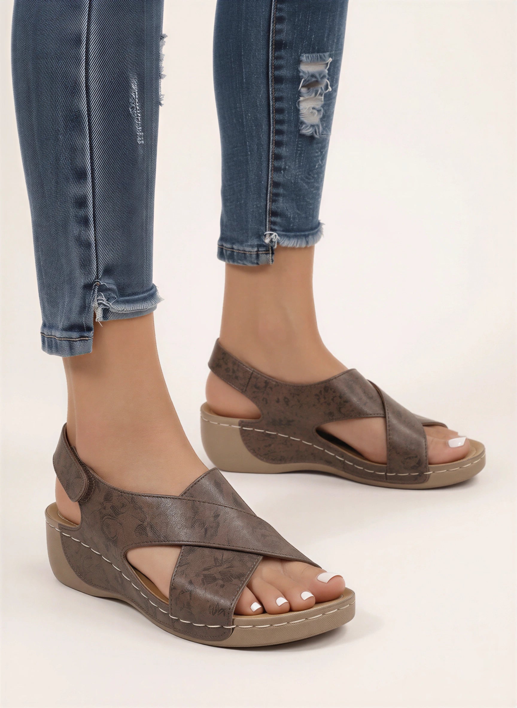 Tredway Crossband Slingback Wedge Sandals – Platform Sandals Women Orthopedic Arch Support Comfort Walking Summer Wedges