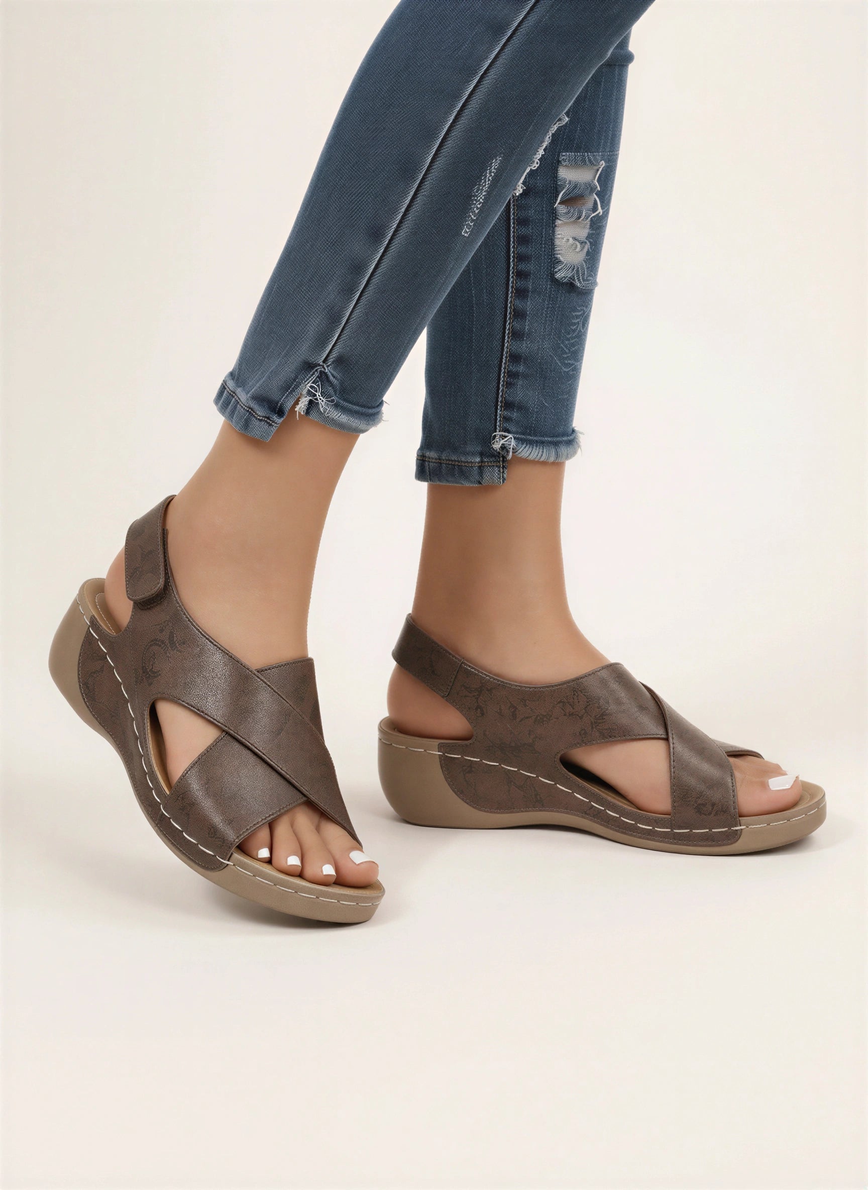 Tredway Crossband Slingback Wedge Sandals – Platform Sandals Women Orthopedic Arch Support Comfort Walking Summer Wedges