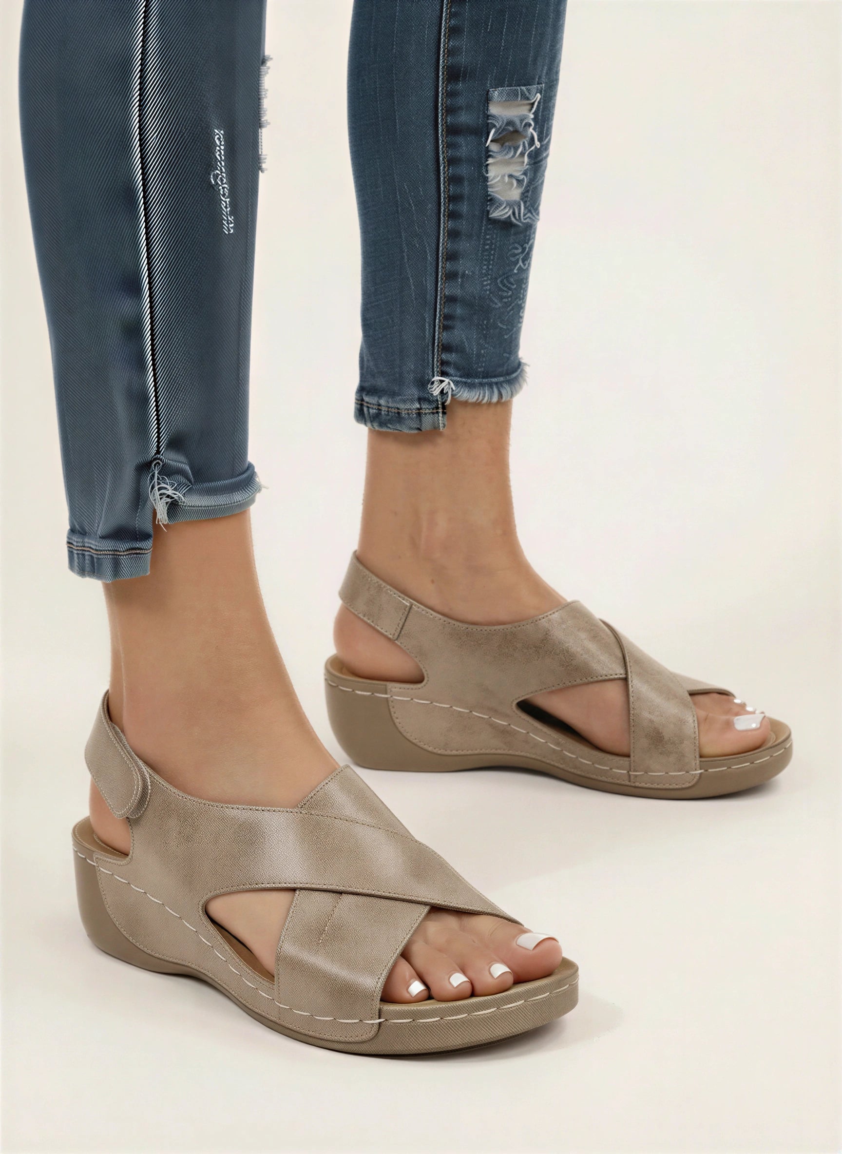 Tredway Crossband Slingback Wedge Sandals – Platform Sandals Women Orthopedic Arch Support Comfort Walking Summer Wedges