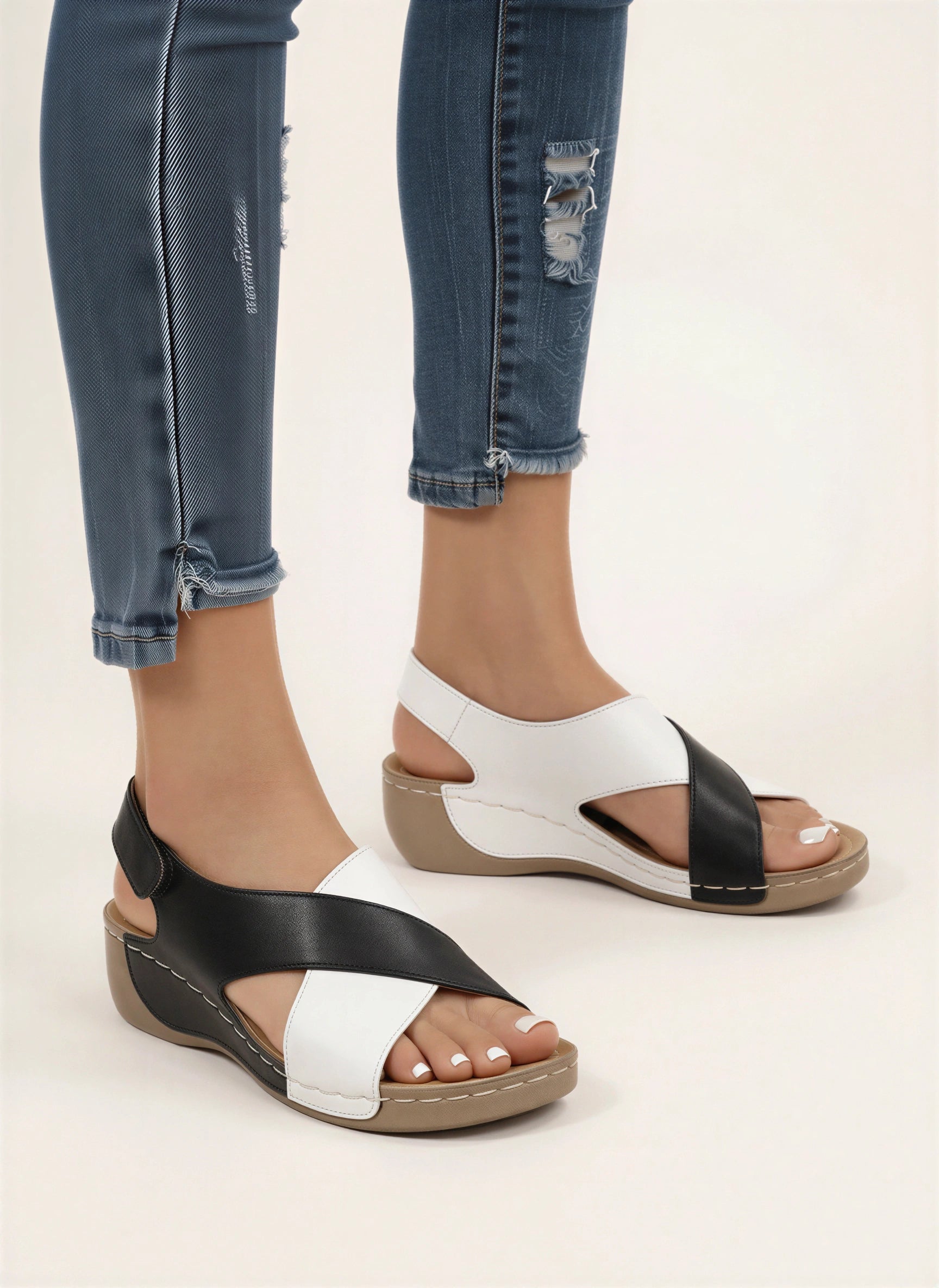 Tredway Crossband Slingback Wedge Sandals – Platform Sandals Women Orthopedic Arch Support Comfort Walking Summer Wedges