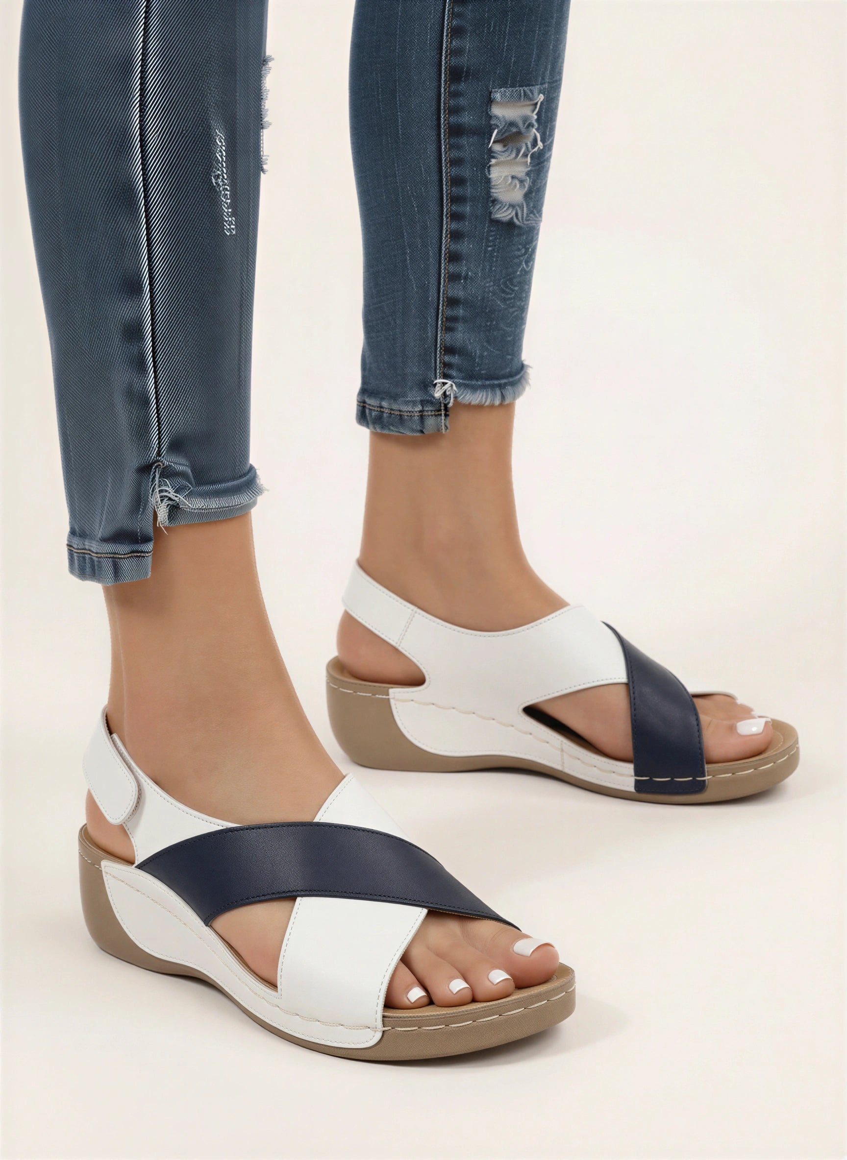 Tredway Crossband Slingback Wedge Sandals – Platform Sandals Women Orthopedic Arch Support Comfort Walking Summer Wedges