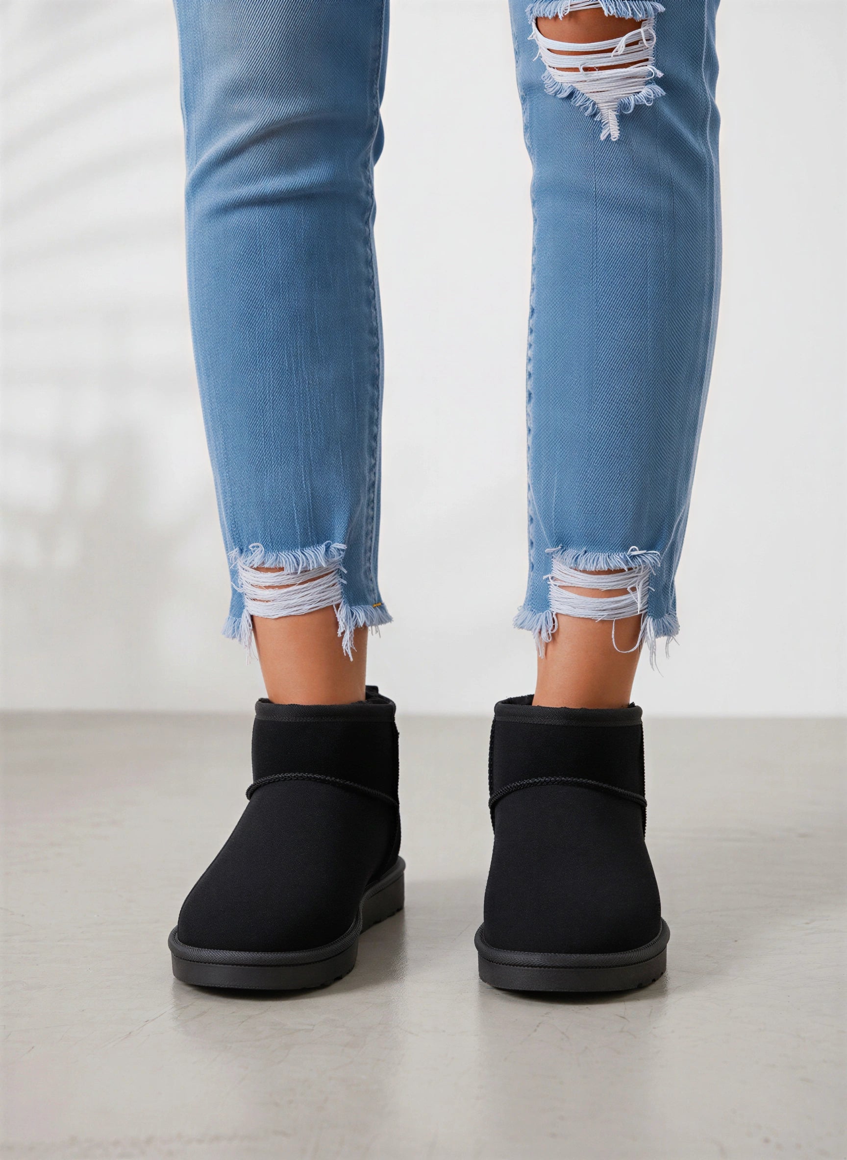 Nubron Mini Suede Shearling Boots – Ankle Winter Women Flat Platform Slip On Cozy Mini Boots