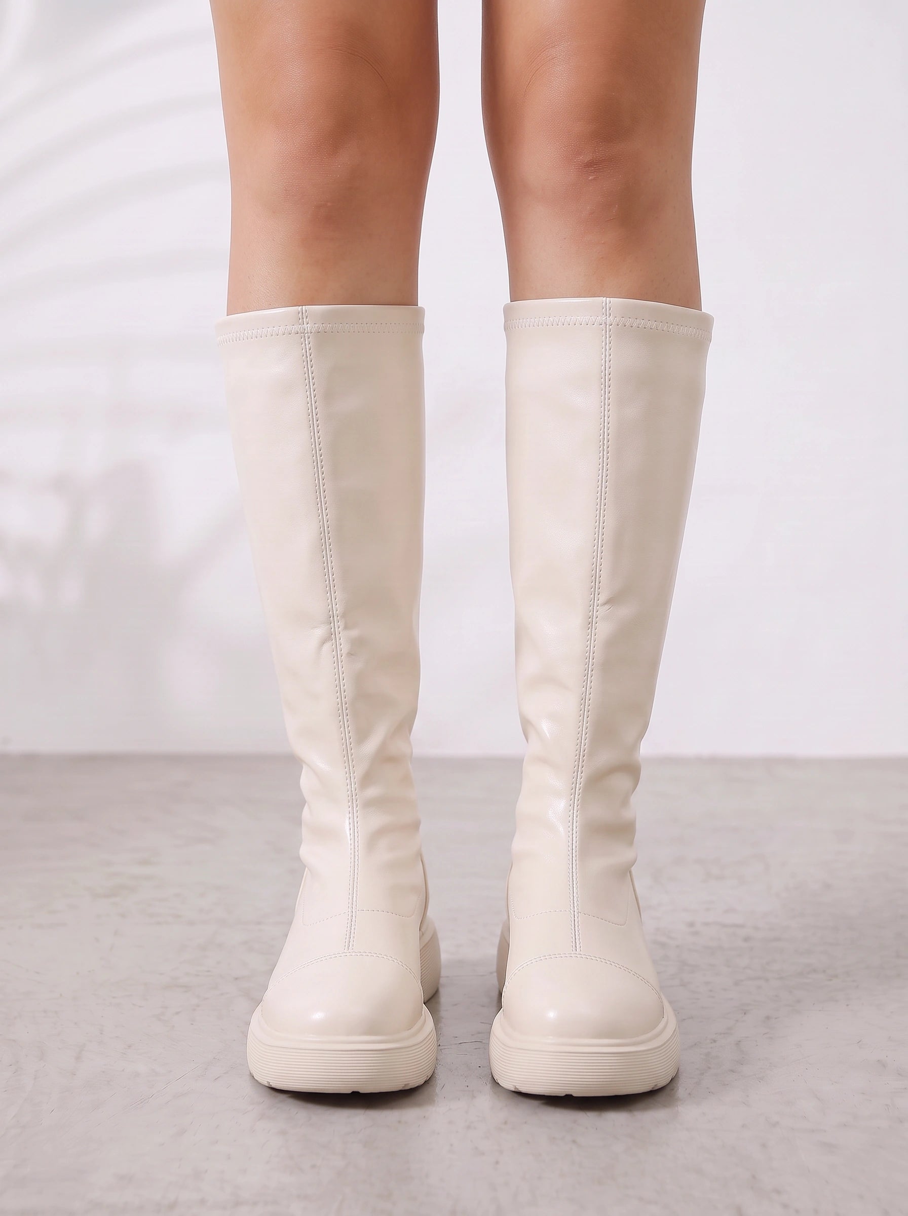 Ossira Stretch Knee-High Platform Boots – Chunky Sole Chelsea Women Streetwear Casual Everyday Boots