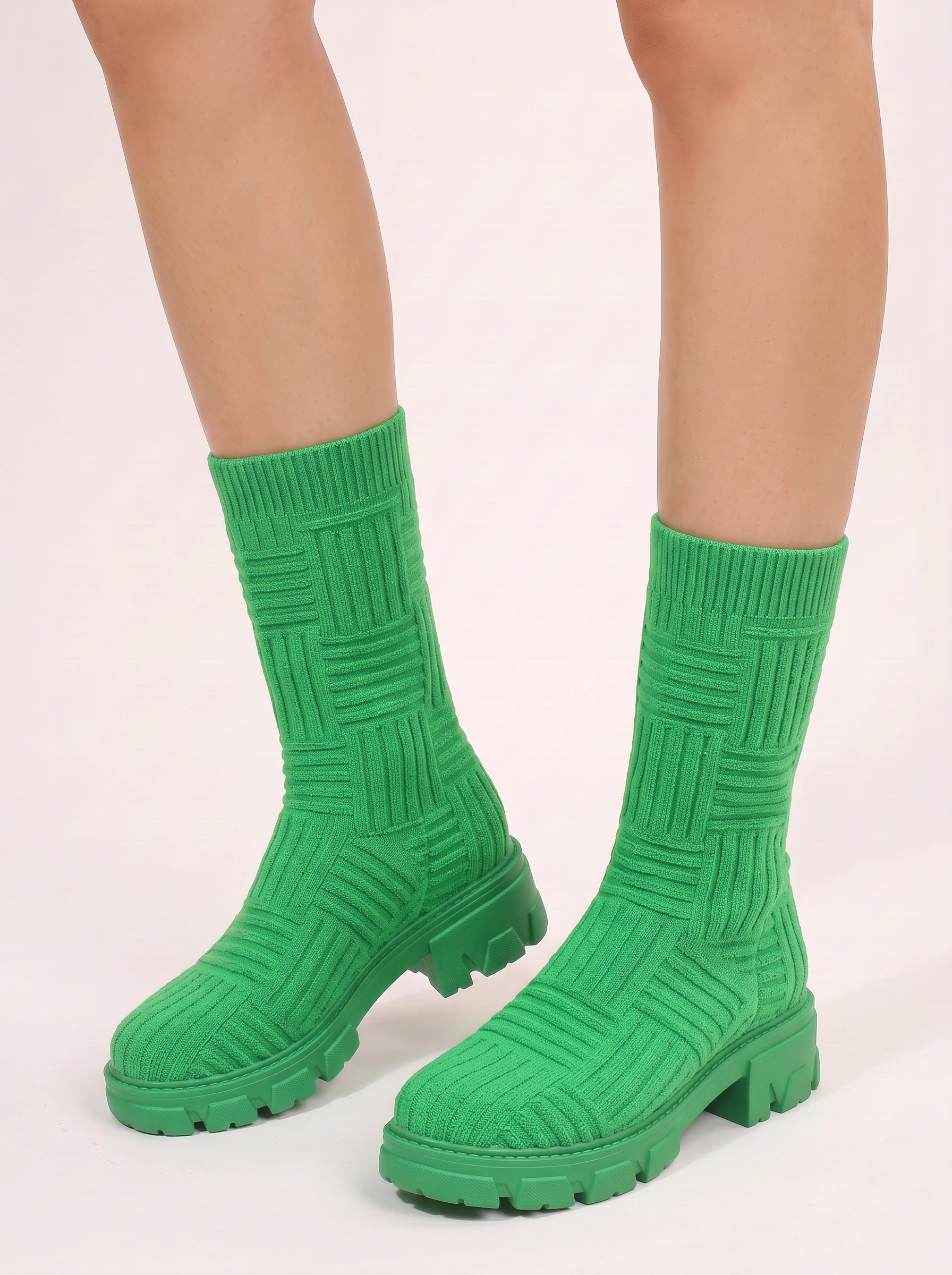 Trettra Ribbed Knit Sock Ankle Boots – Chunky Platform Chelsea Boots Women Streetwear Ankle Boots
