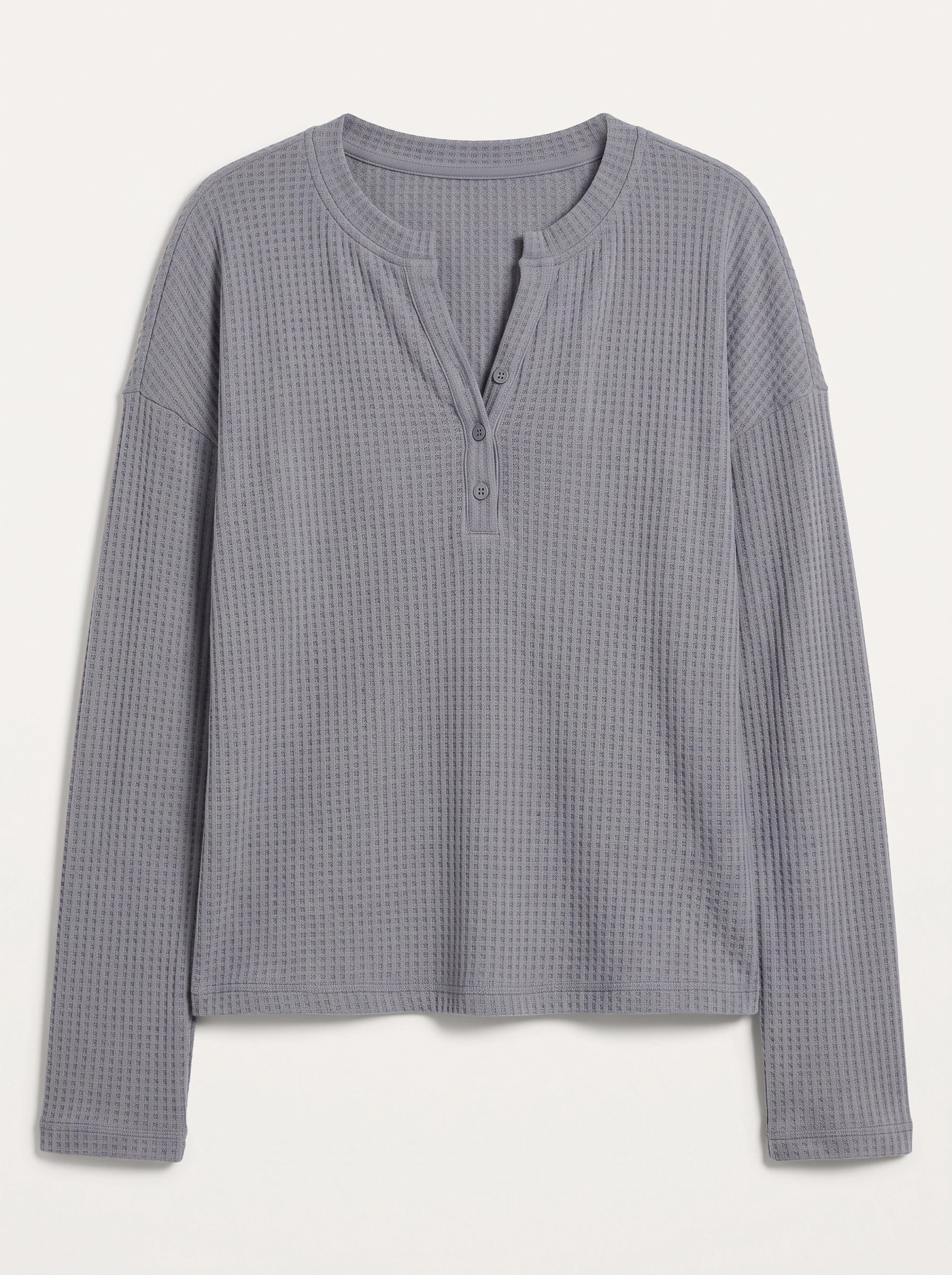 Waflea Button-Front Henley Top – Waffle Knit Blouse Women Casual Henley Long Sleeve Shirts Tops