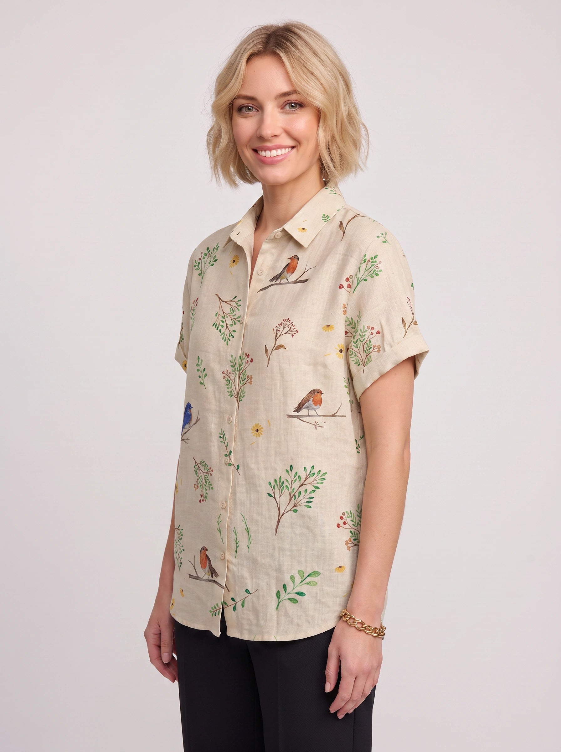 Primavera Floral Shirt Dress – Boho Midi Dress Women Summer Casual Bohemian Button Front Relaxed Fit
