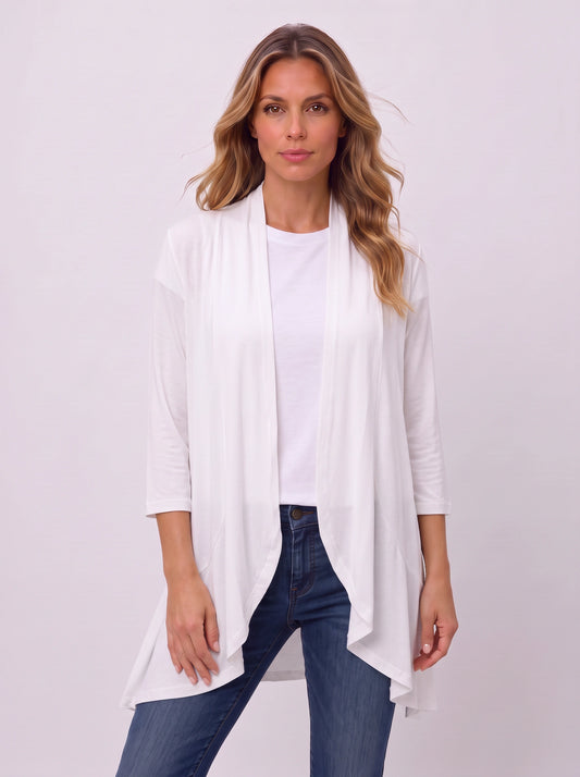 Casketta Open Drape Longline Vest – Women Sleeveless Casual Layering Shawl Waterfall Cardigan