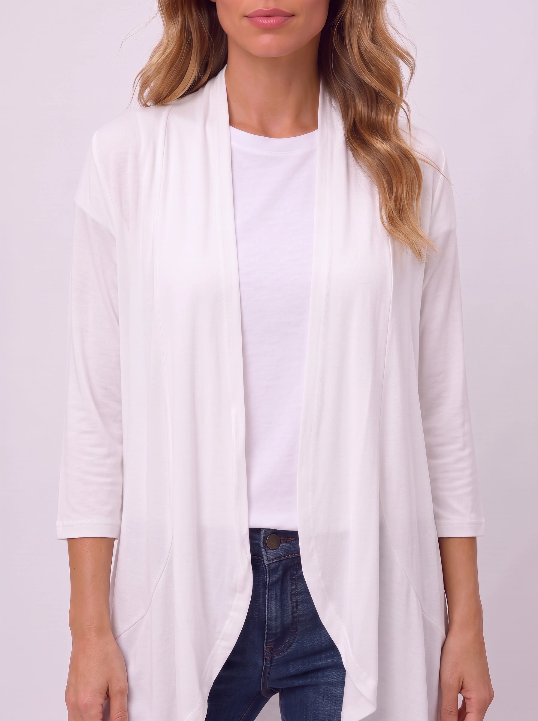 Casketta Open Drape Longline Vest – Women Sleeveless Casual Layering Shawl Waterfall Cardigan
