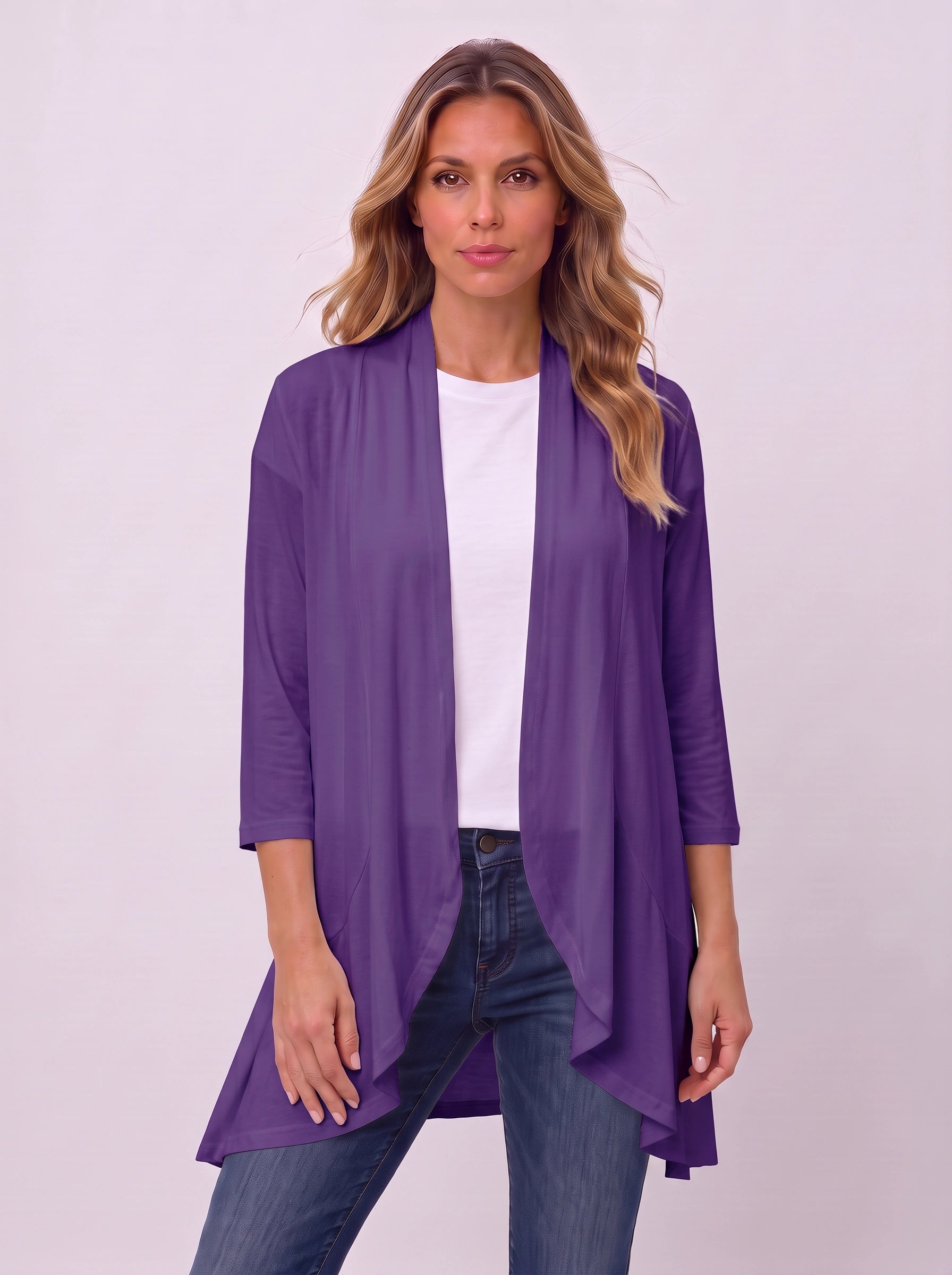 Casketta Open Drape Longline Vest – Women Sleeveless Casual Layering Shawl Waterfall Cardigan