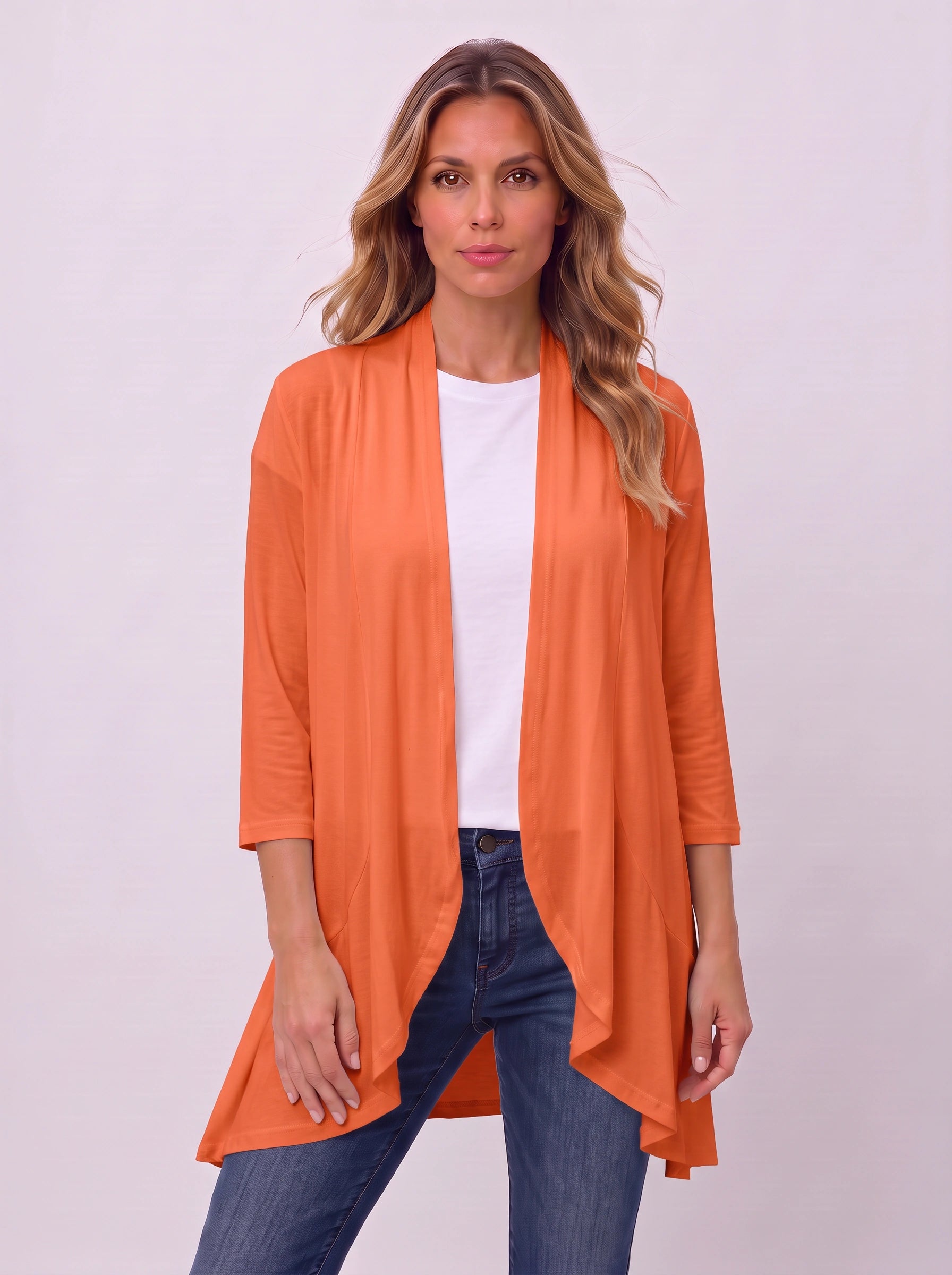 Casketta Open Drape Longline Vest – Women Sleeveless Casual Layering Shawl Waterfall Cardigan