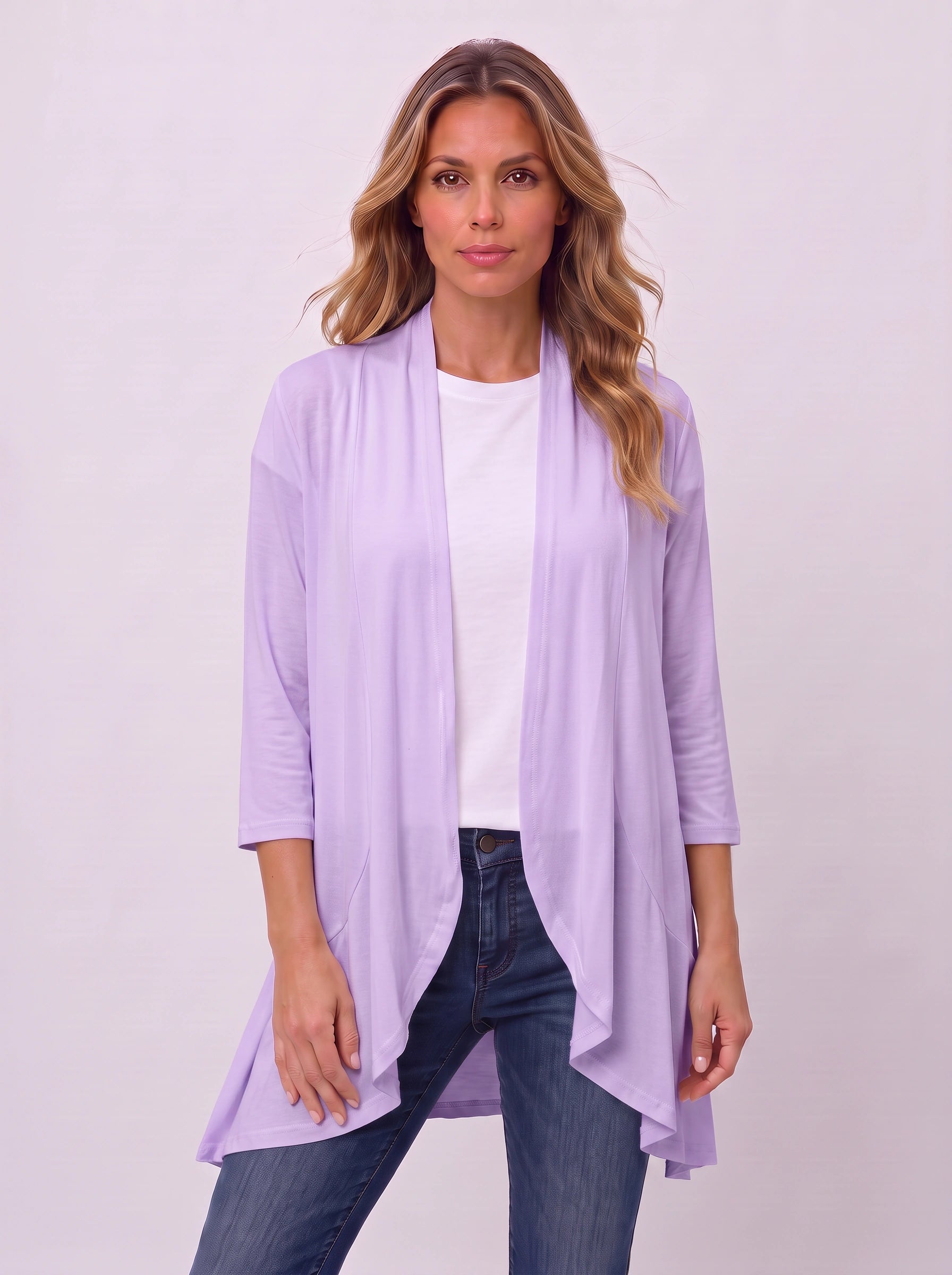 Casketta Open Drape Longline Vest – Women Sleeveless Casual Layering Shawl Waterfall Cardigan