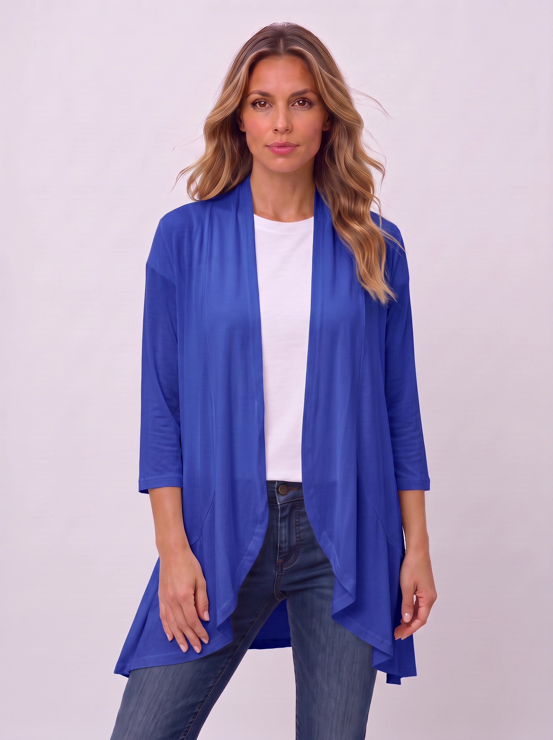 Casketta Open Drape Longline Vest – Women Sleeveless Casual Layering Shawl Waterfall Cardigan