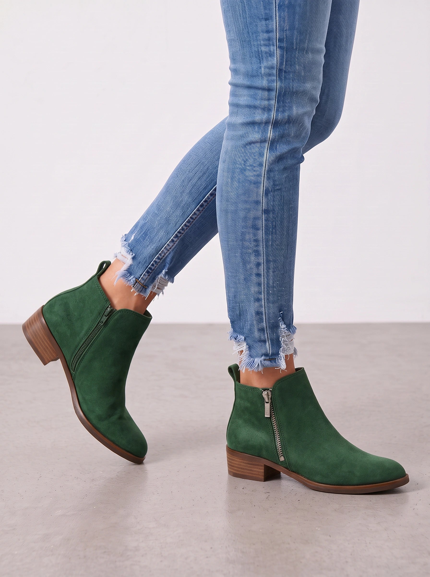 Cognato Leather Ankle Boots – Women Side Zip Kitten Heels Casual Office Work Smart Leather Ankle Boots