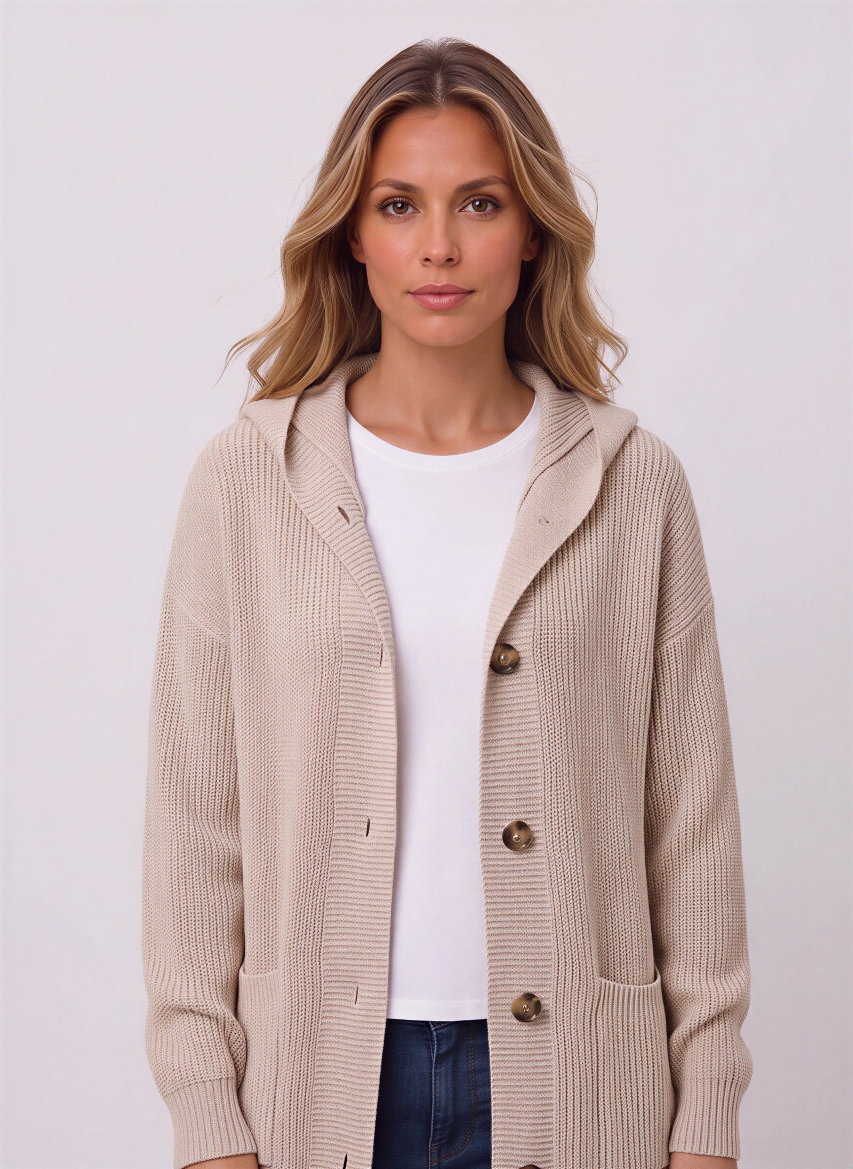 Rivetta Ribbed Longline Cardigan – Women Long Sleeve Knit Coatigan Hooded Casual Everyday Cardigan