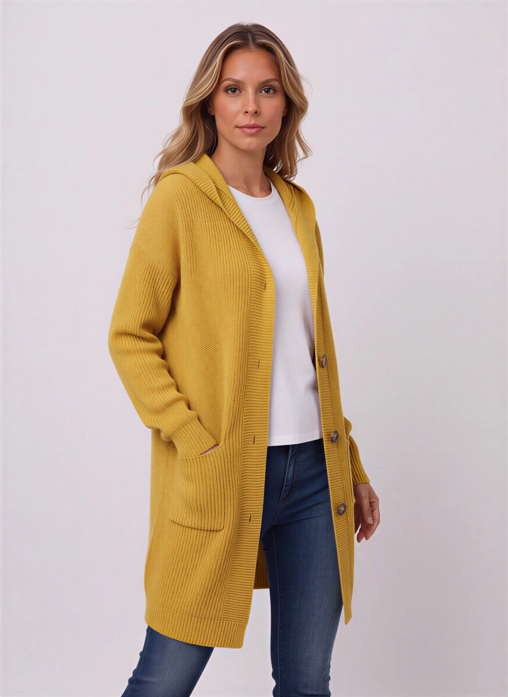 Rivetta Ribbed Longline Cardigan – Women Long Sleeve Knit Coatigan Hooded Casual Everyday Cardigan