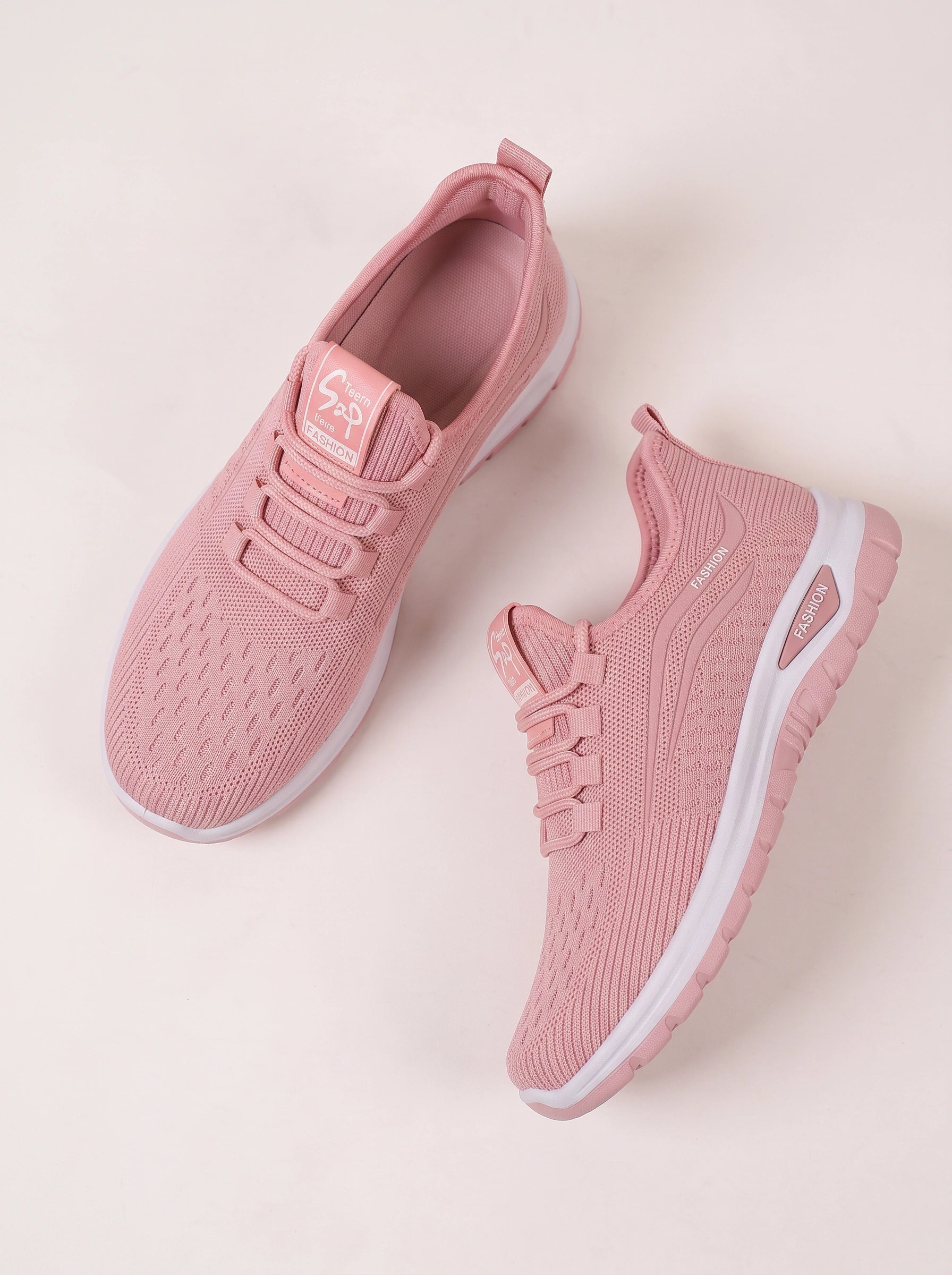 Knitflex Knit Walking Trainers – Women Athletic Sneakers Breathable Mesh Slip-On Lightweight Thick Sole Shoes