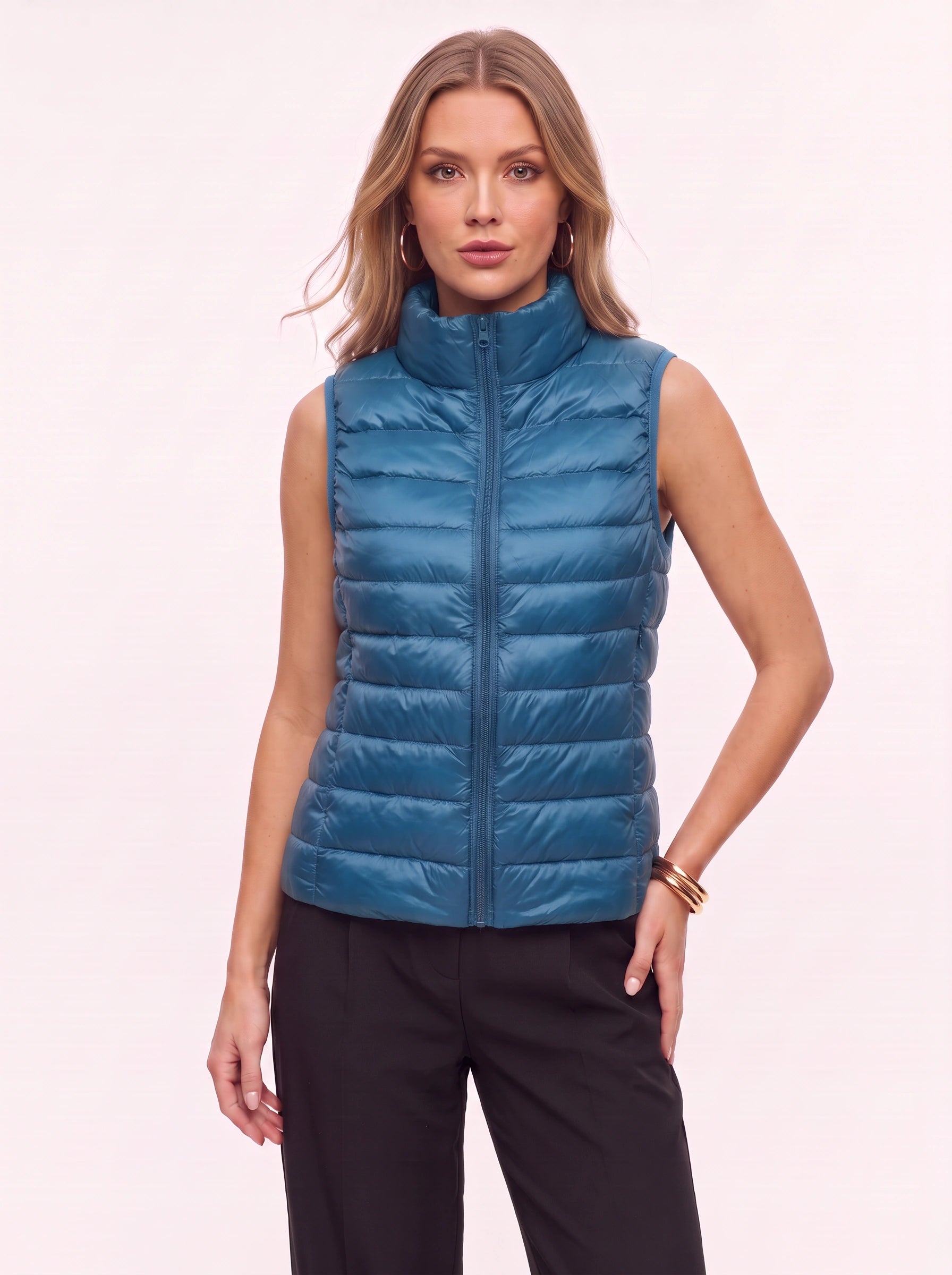 Corallo Quilted Puffer Vest – Sleeveless Padded Women Gilet Casual Outdoor Lightweight Outerwear Vest