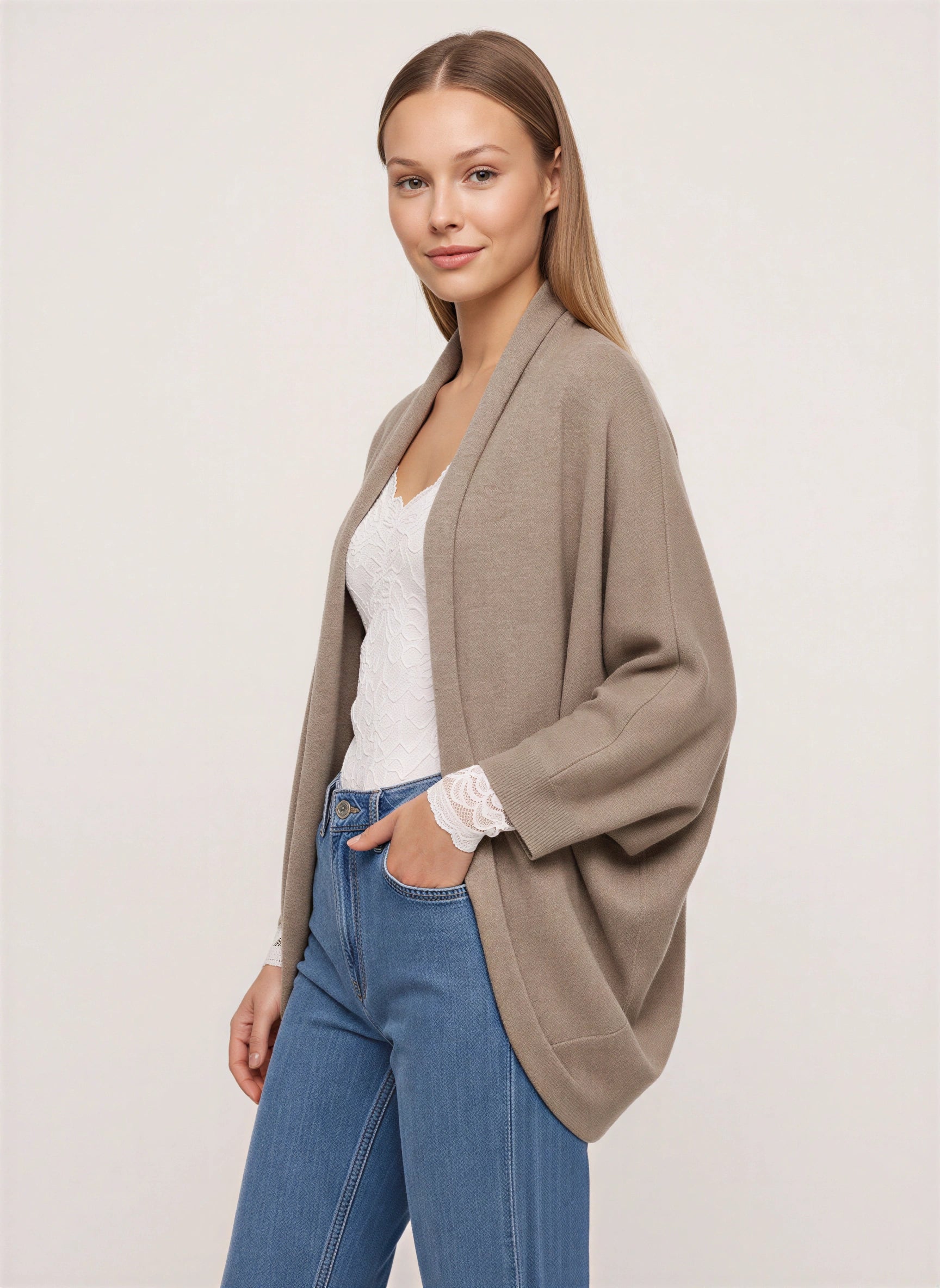 Cosewrap Open-Front Shawl Cardigan – Oversized Cardigan Women Lightweight Summer Knit Longline Sweater