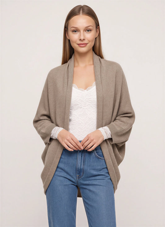 Cardigan châle ouvert sur le devant Cosewrap – Cardigan oversize pour femme en maille légère d’été, pull long