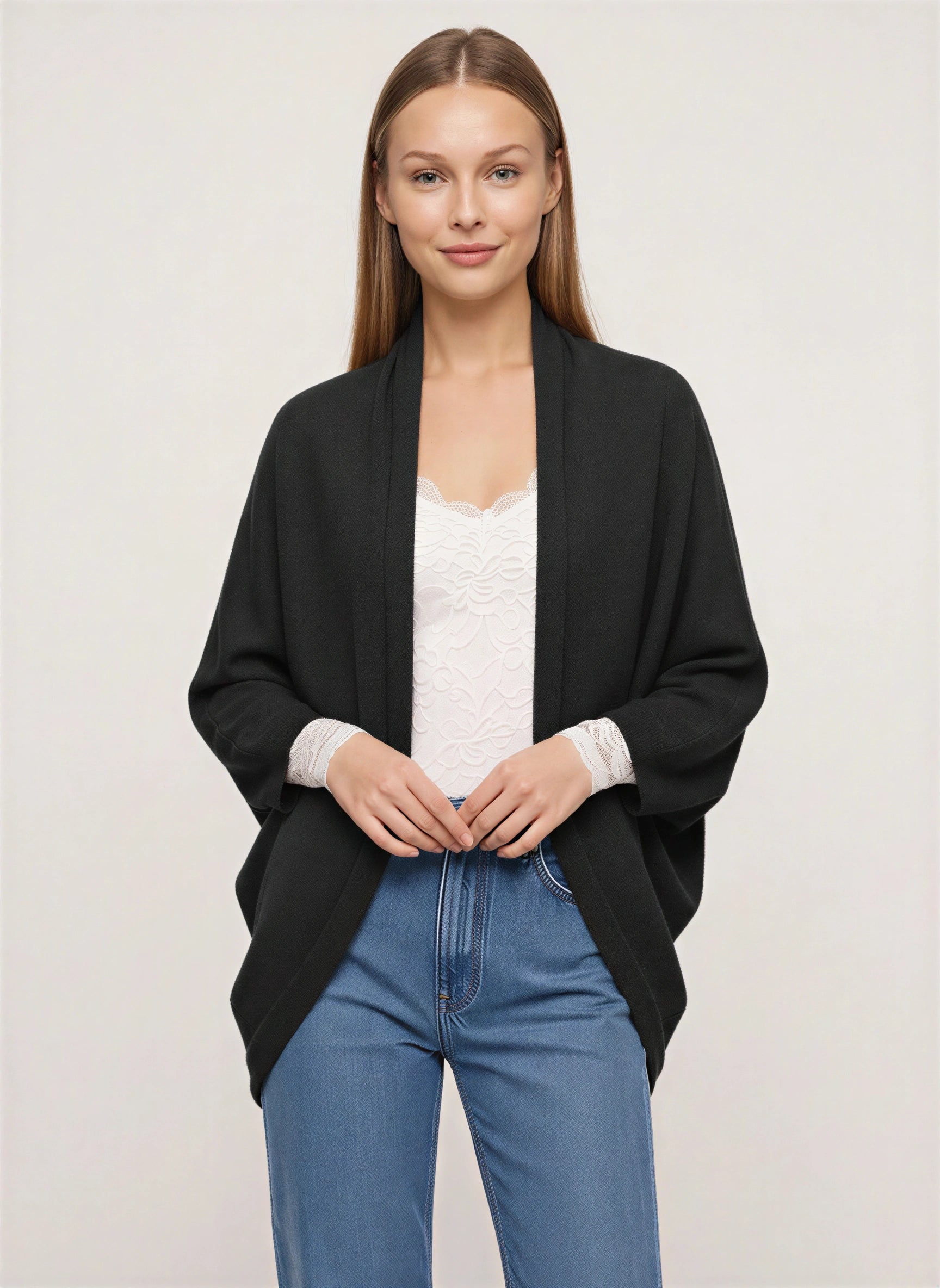 Cosewrap Open-Front Shawl Cardigan – Oversized Cardigan Women Lightweight Summer Knit Longline Sweater