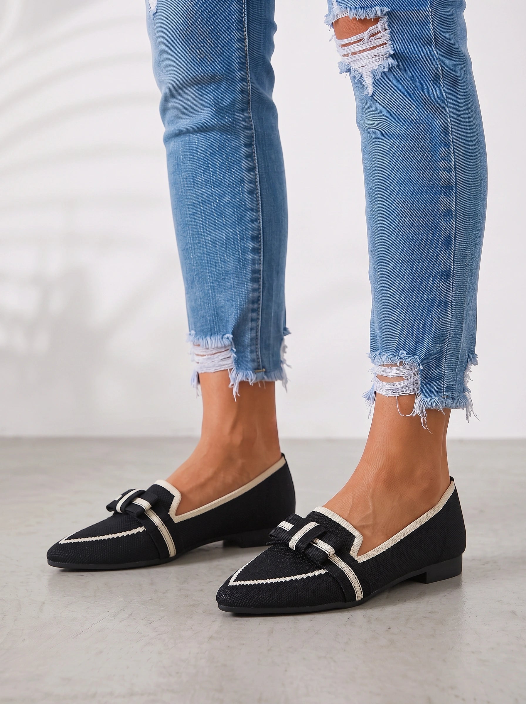 Elowen Knot Ballet Flats – Pointed Toe Canvas Slip-On Women Casual Summer Travel Comfortable Flats