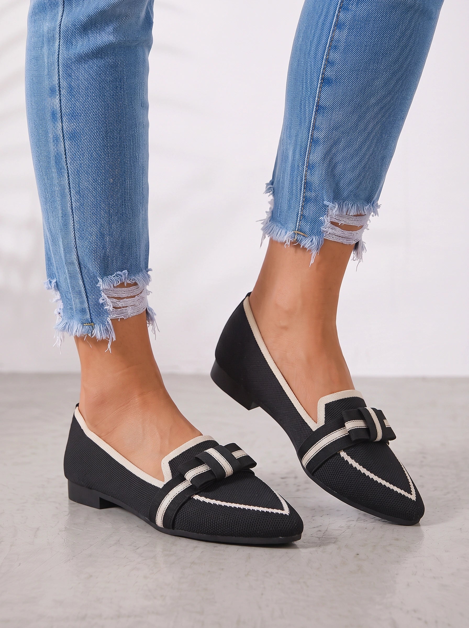 Elowen Knot Ballet Flats – Pointed Toe Canvas Slip-On Women Casual Summer Travel Comfortable Flats
