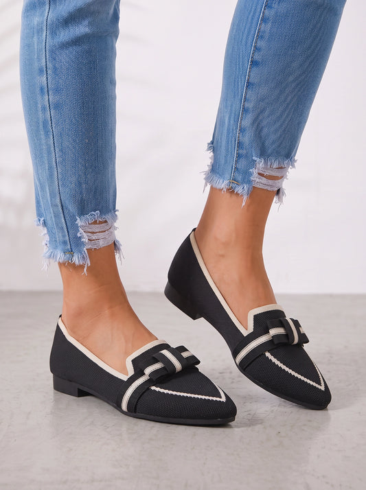 Elowen Knot Ballet Flats – Pointed Toe Canvas Slip-On Women Casual Summer Travel Comfortable Flats