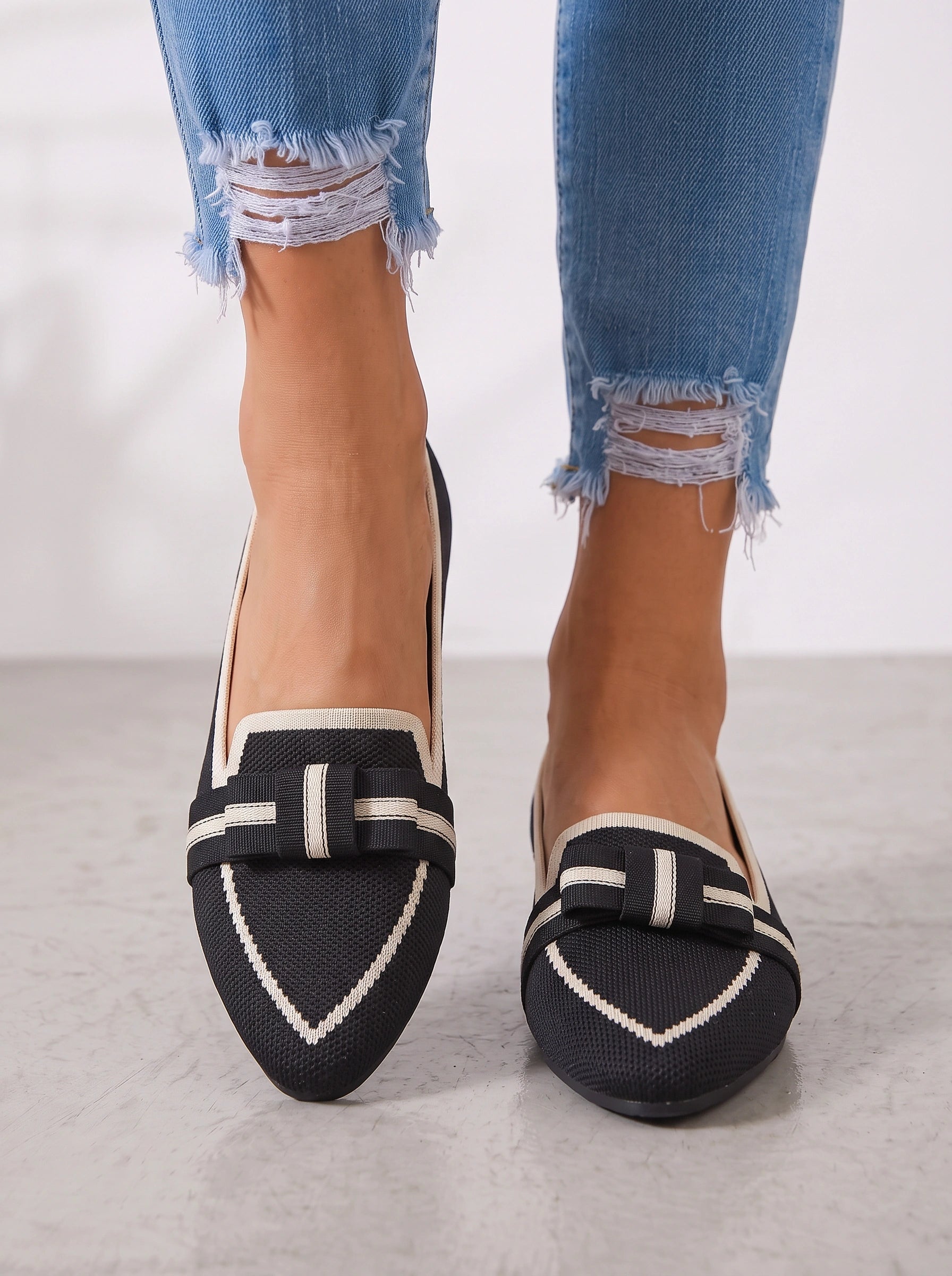 Elowen Knot Ballet Flats – Pointed Toe Canvas Slip-On Women Casual Summer Travel Comfortable Flats