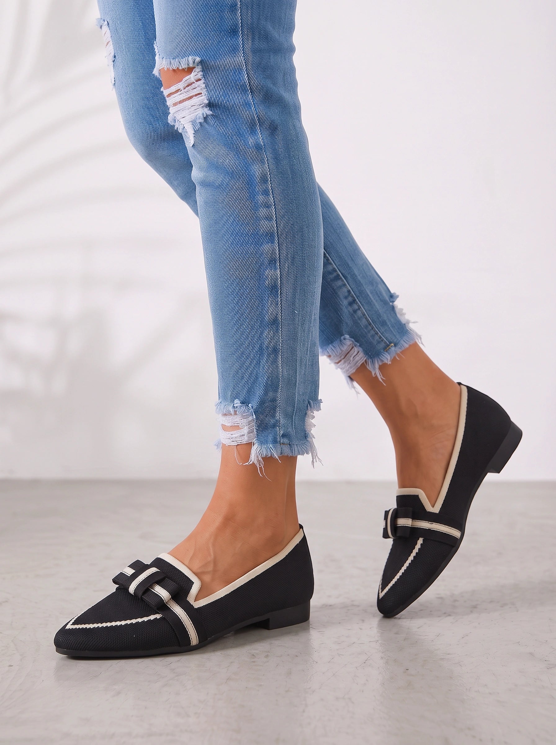 Elowen Knot Ballet Flats – Pointed Toe Canvas Slip-On Women Casual Summer Travel Comfortable Flats