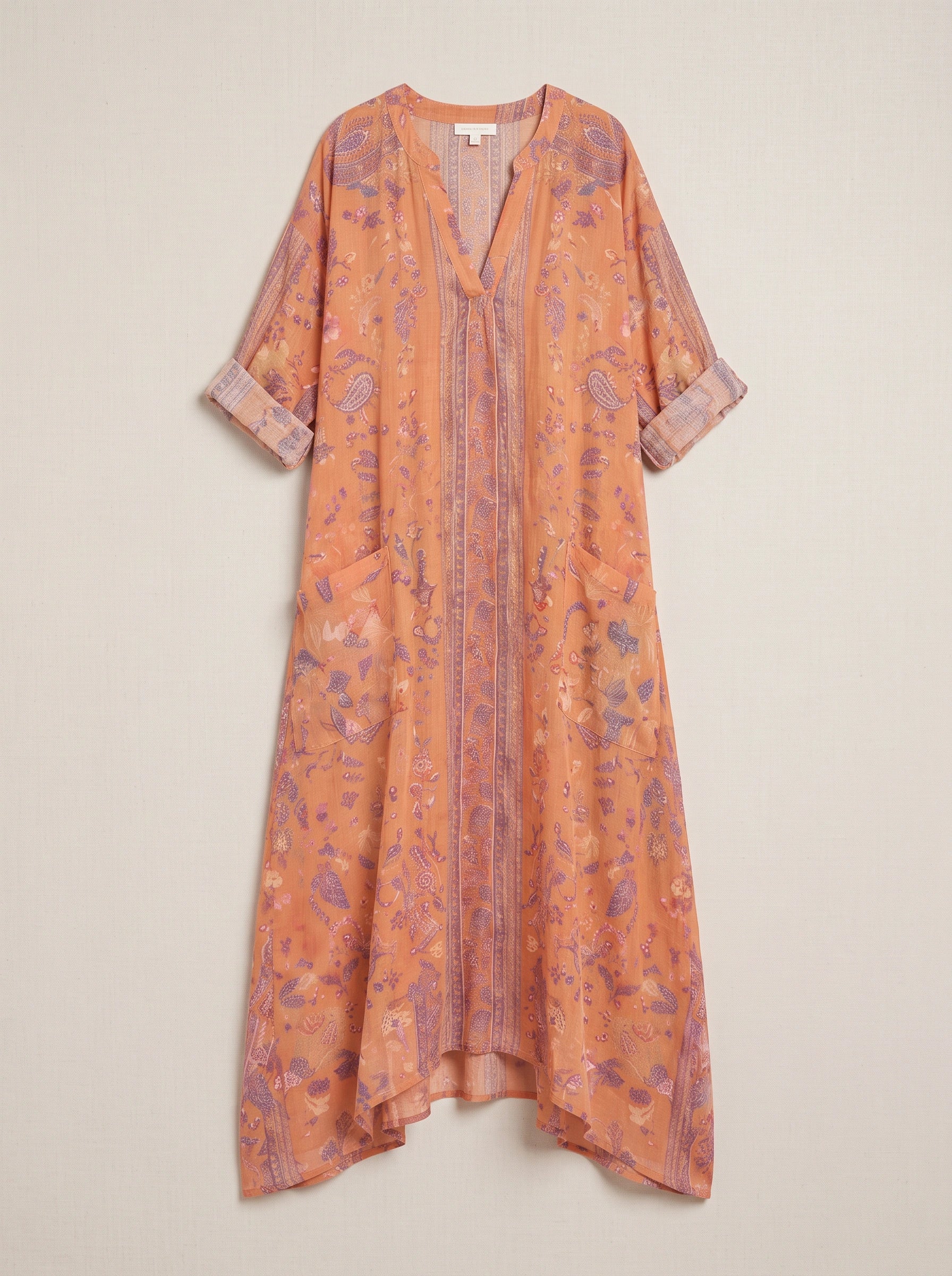 Paisla Embroidered Kaftan Maxi Dress – Floral Maxi Dress Women Bohemian Chic Clothing Long Sleeve Summer Vacation Boho Maxi Dress