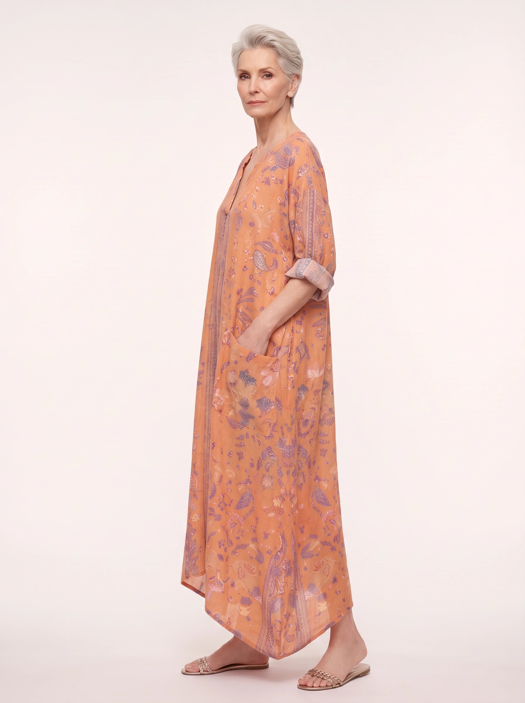 Paisla Embroidered Kaftan Maxi Dress – Floral Maxi Dress Women Bohemian Chic Clothing Long Sleeve Summer Vacation Boho Maxi Dress