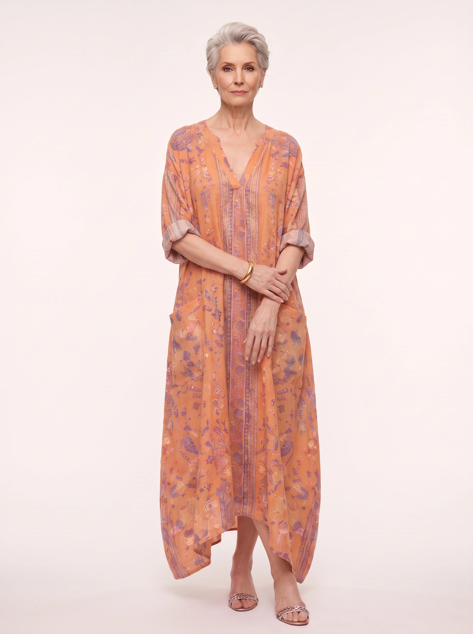 Paisla Embroidered Kaftan Maxi Dress – Floral Maxi Dress Women Bohemian Chic Clothing Long Sleeve Summer Vacation Boho Maxi Dress