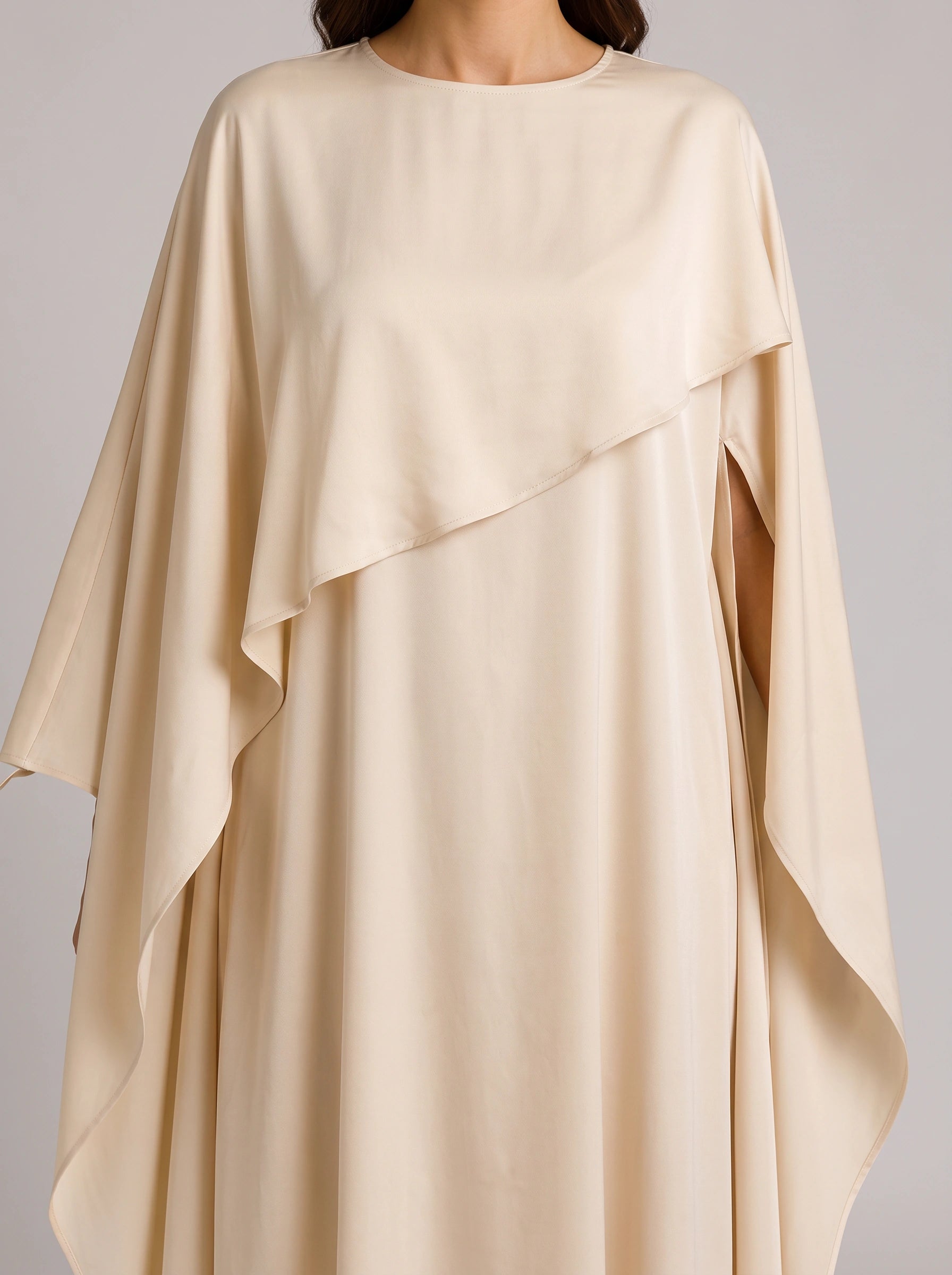 Capevale Draped Cape Maxi Dress – Women Formal Evening Wedding Guest Floor Length Maxi Dress