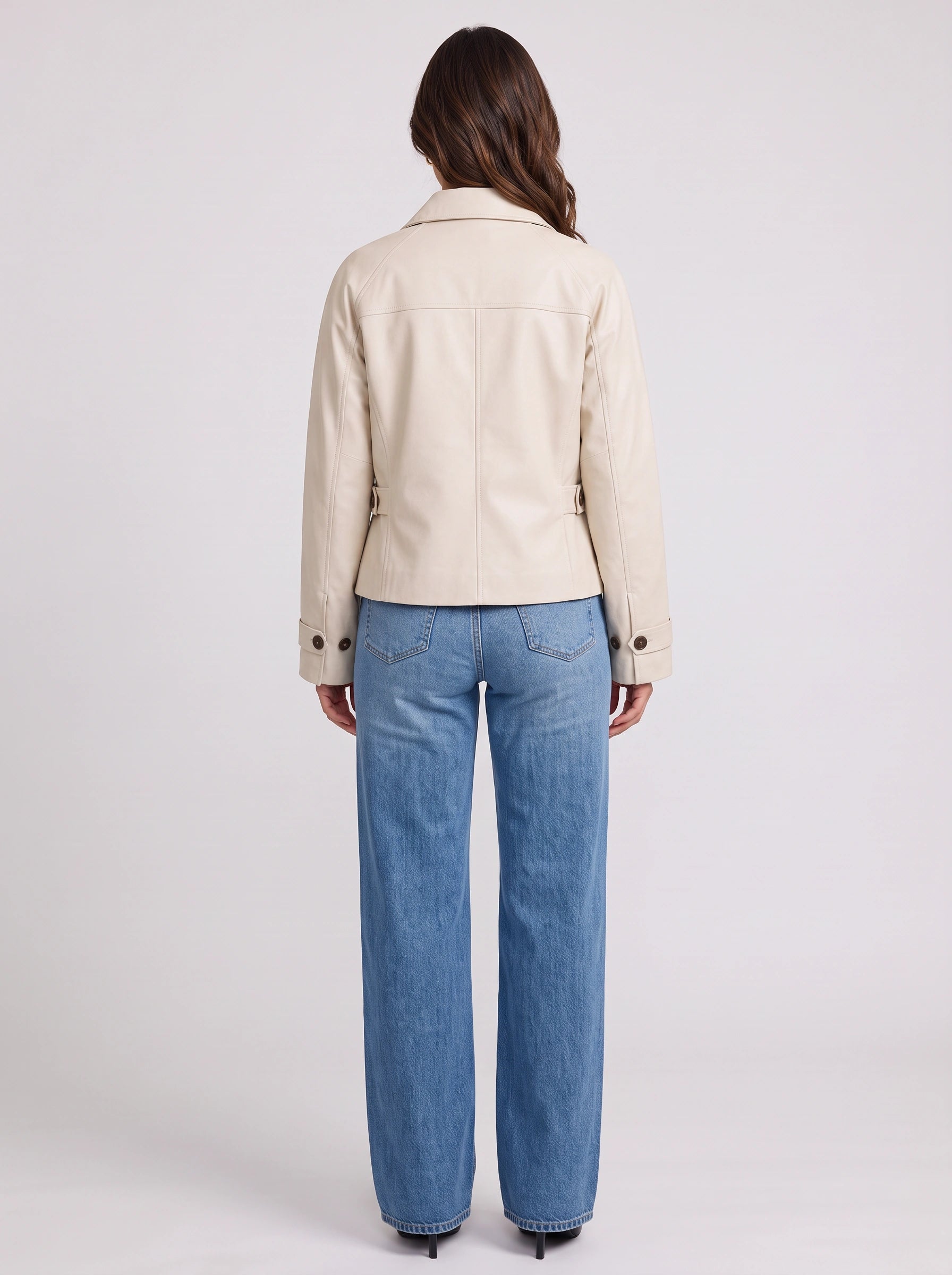 Cortez Cropped Trench Jacket – Women Button Front Classic Collar Utility Casual Office Workwear Jacket