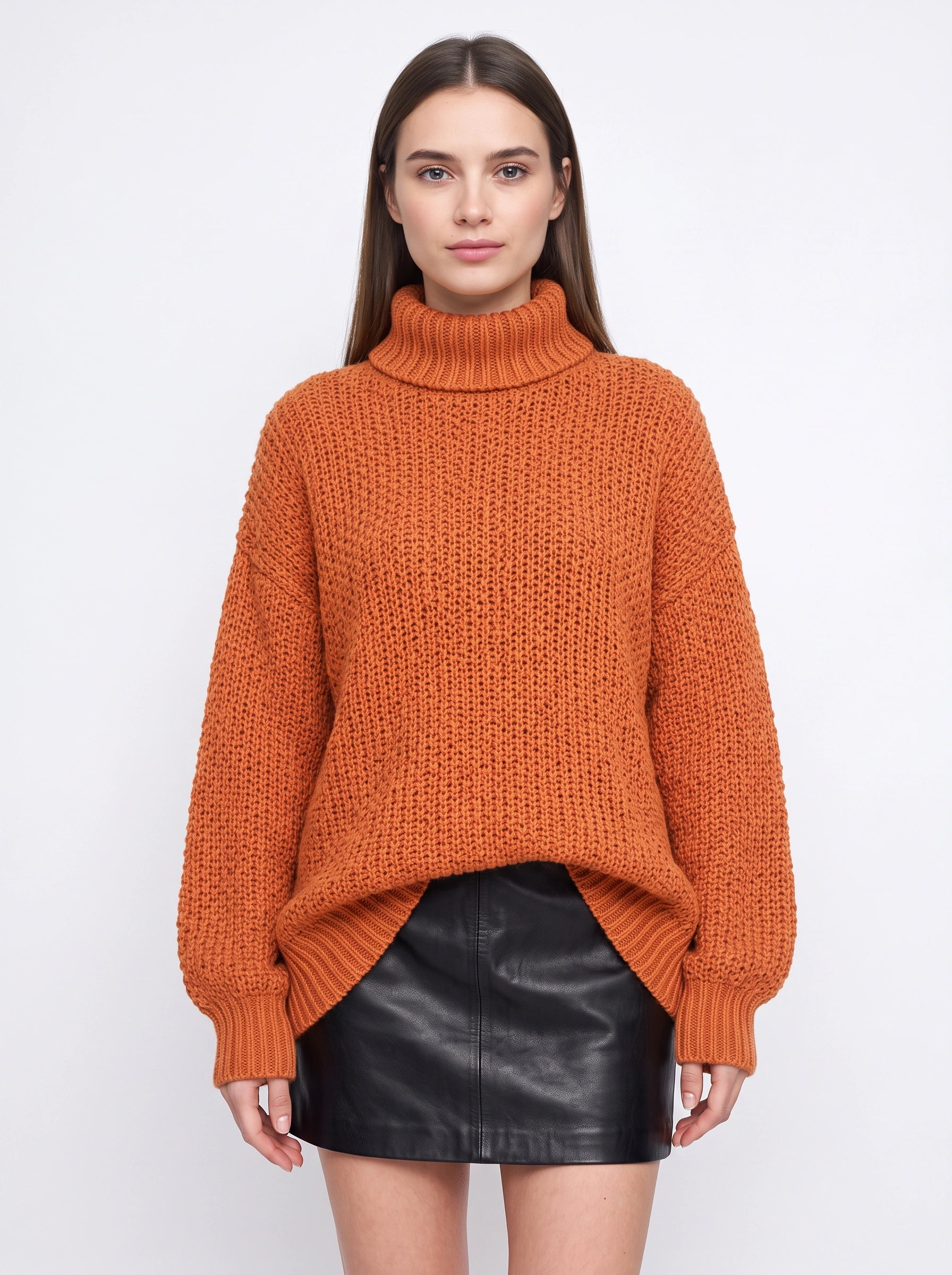 Tustara Chunky Turtleneck Oversized Sweater – Knit Jumper Women Cozy Winter Holiday Pullover Top