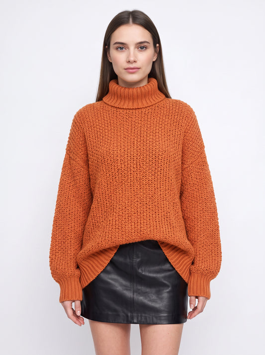 Tustara Chunky Turtleneck Oversized Sweater – Knit Jumper Women Cozy Winter Holiday Pullover Top