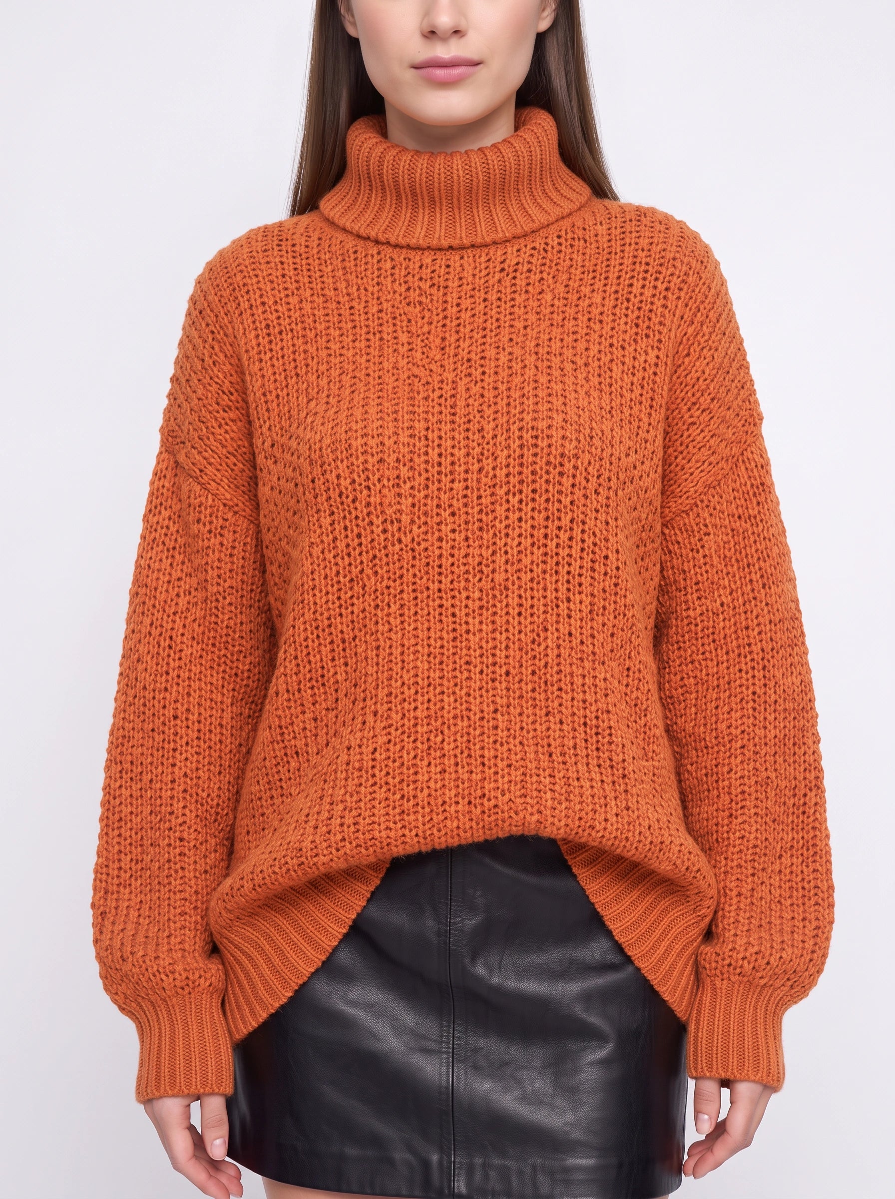 Tustara Chunky Turtleneck Oversized Sweater – Knit Jumper Women Cozy Winter Holiday Pullover Top