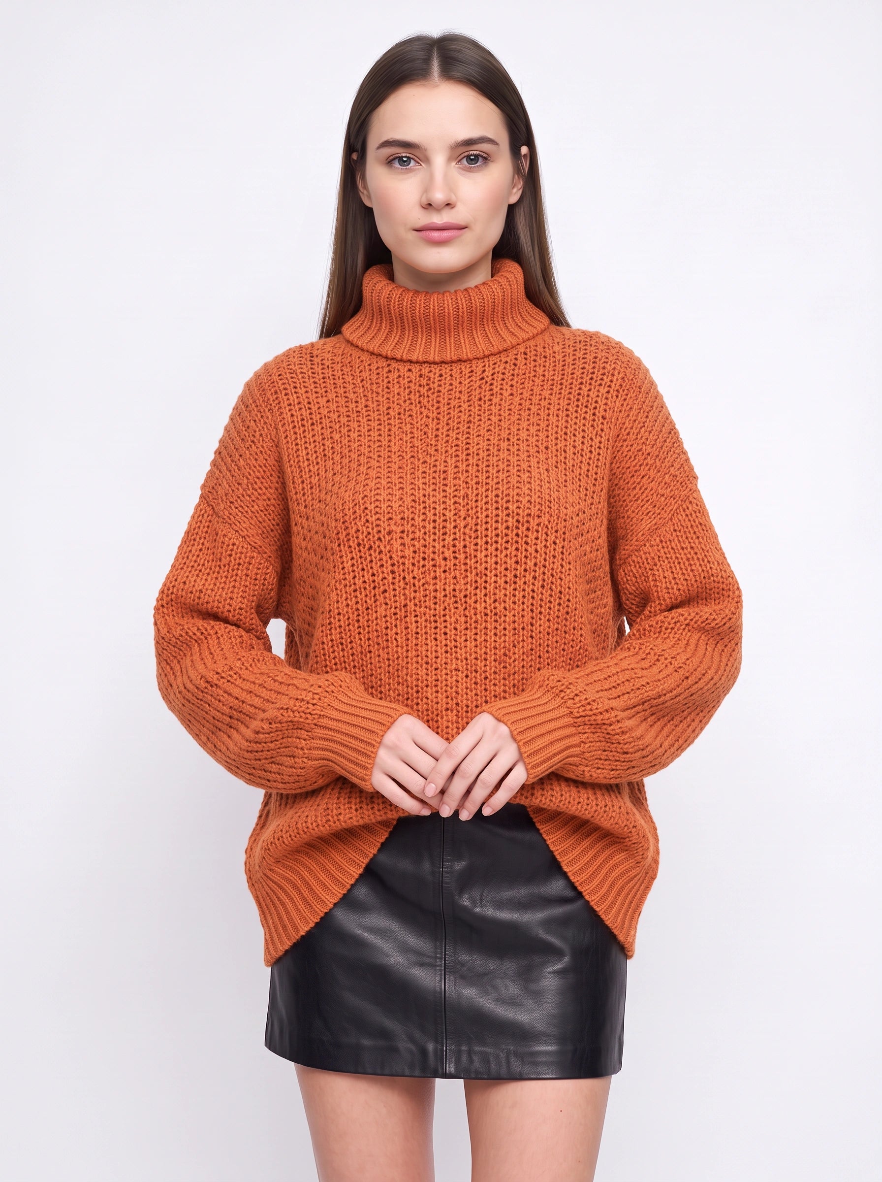 Tustara Chunky Turtleneck Oversized Sweater – Knit Jumper Women Cozy Winter Holiday Pullover Top