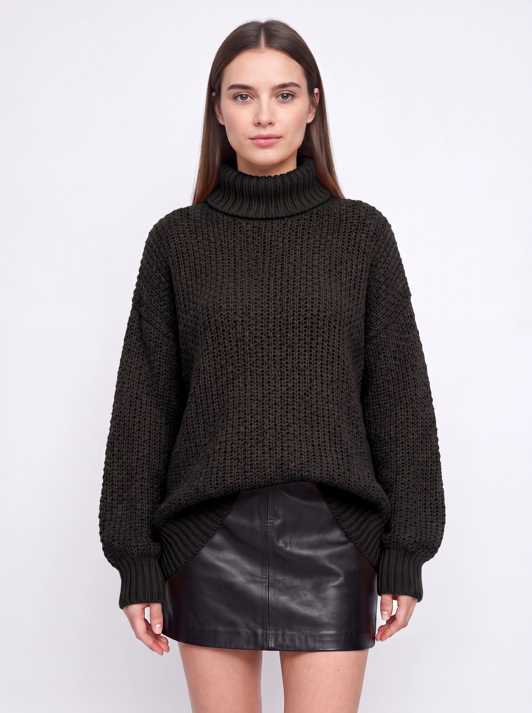 Tustara Chunky Turtleneck Oversized Sweater – Knit Jumper Women Cozy Winter Holiday Pullover Top