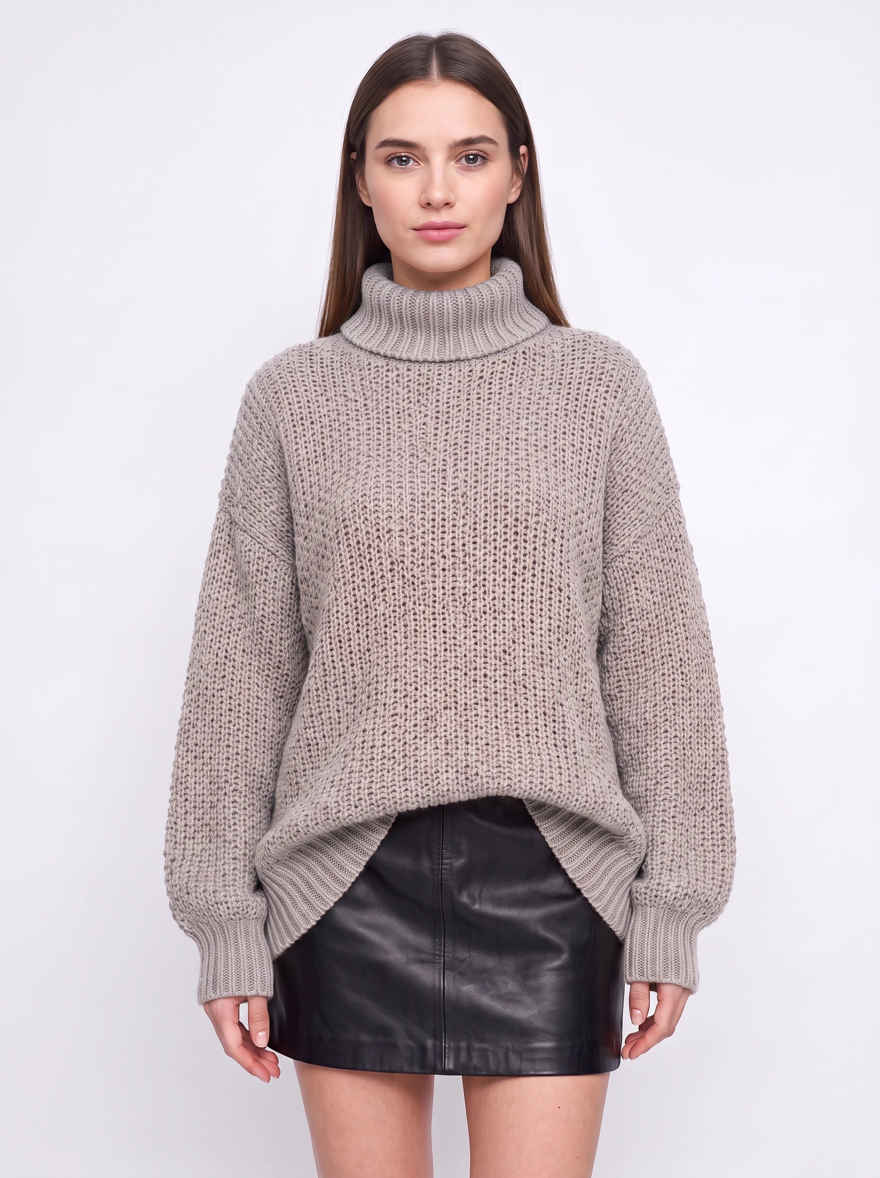 Tustara Chunky Turtleneck Oversized Sweater – Knit Jumper Women Cozy Winter Holiday Pullover Top