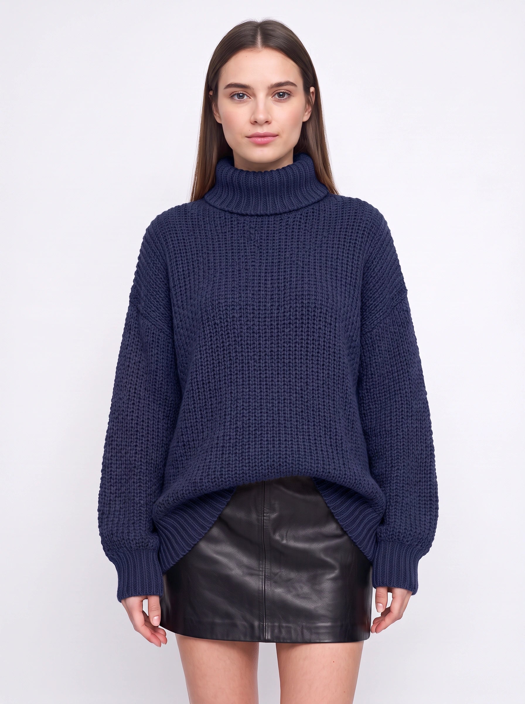 Tustara Chunky Turtleneck Oversized Sweater – Knit Jumper Women Cozy Winter Holiday Pullover Top