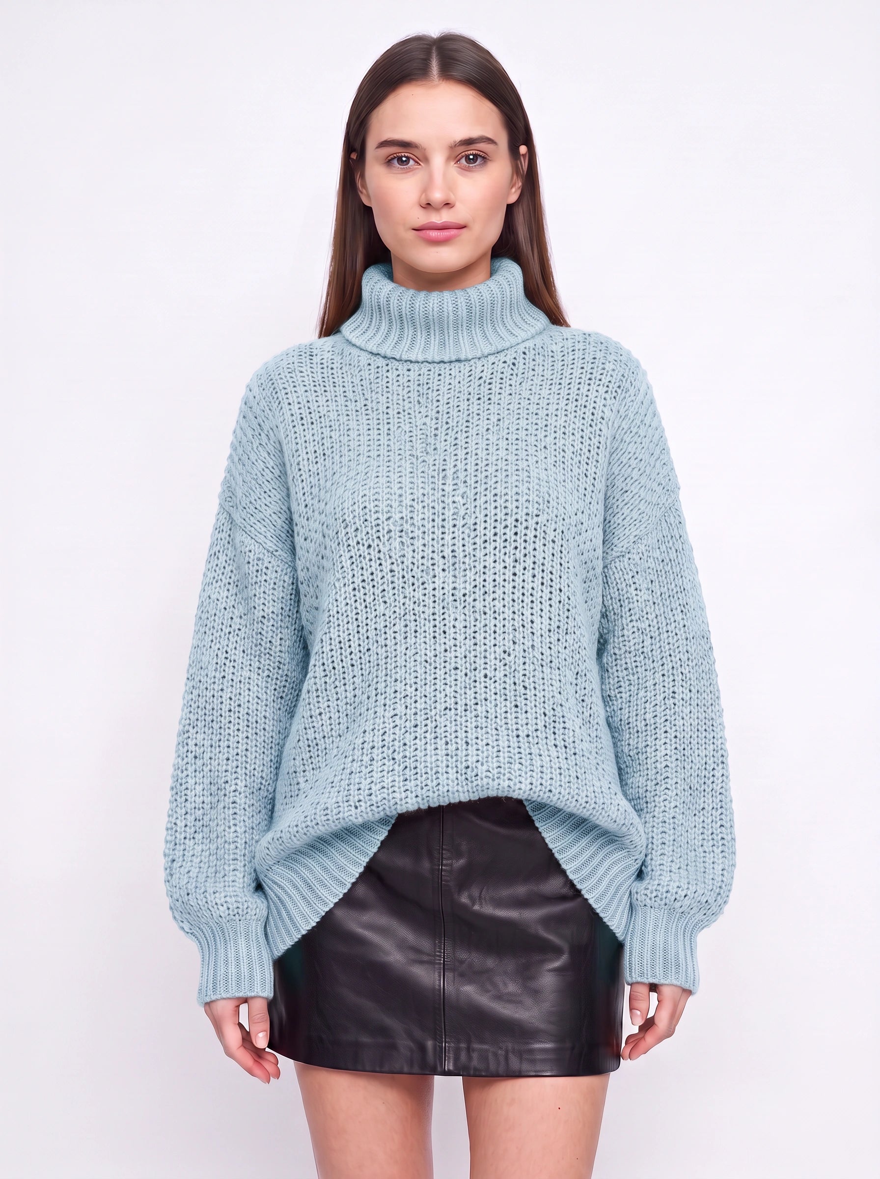 Tustara Chunky Turtleneck Oversized Sweater – Knit Jumper Women Cozy Winter Holiday Pullover Top