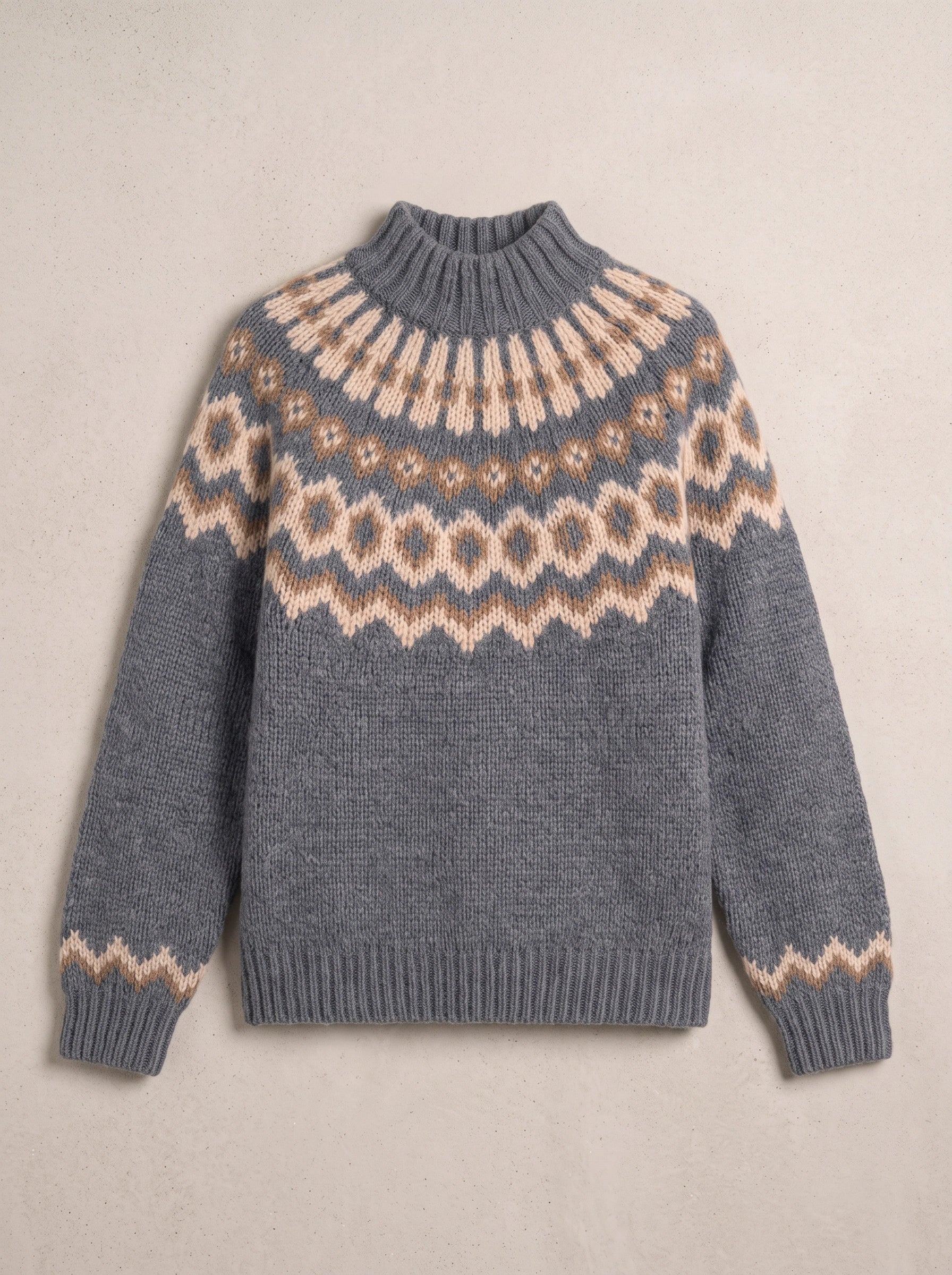 Fjordvik Fair Isle Turtleneck Sweater – Nordic Knit Jumper Women Oversized Pullover Winter Cozy Turtleneck