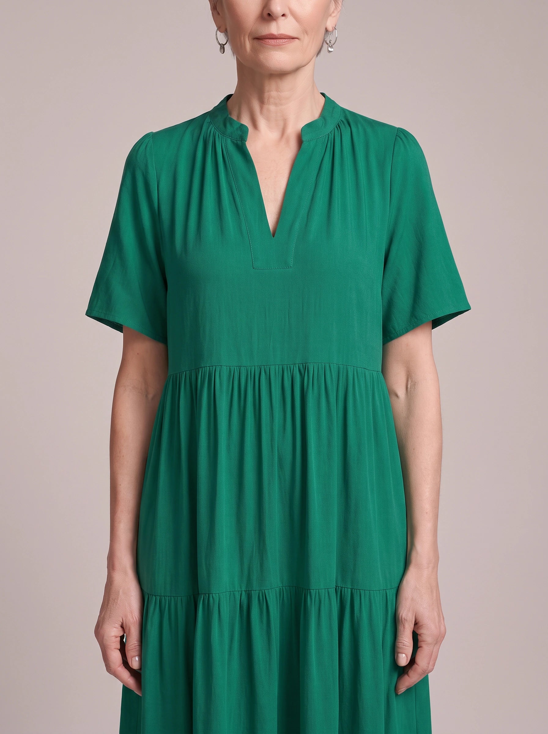 Magnolia V-Neck Tiered Maxi Dress – Business Casual Women Corporate Office Elegant Ladies Maxi Dress