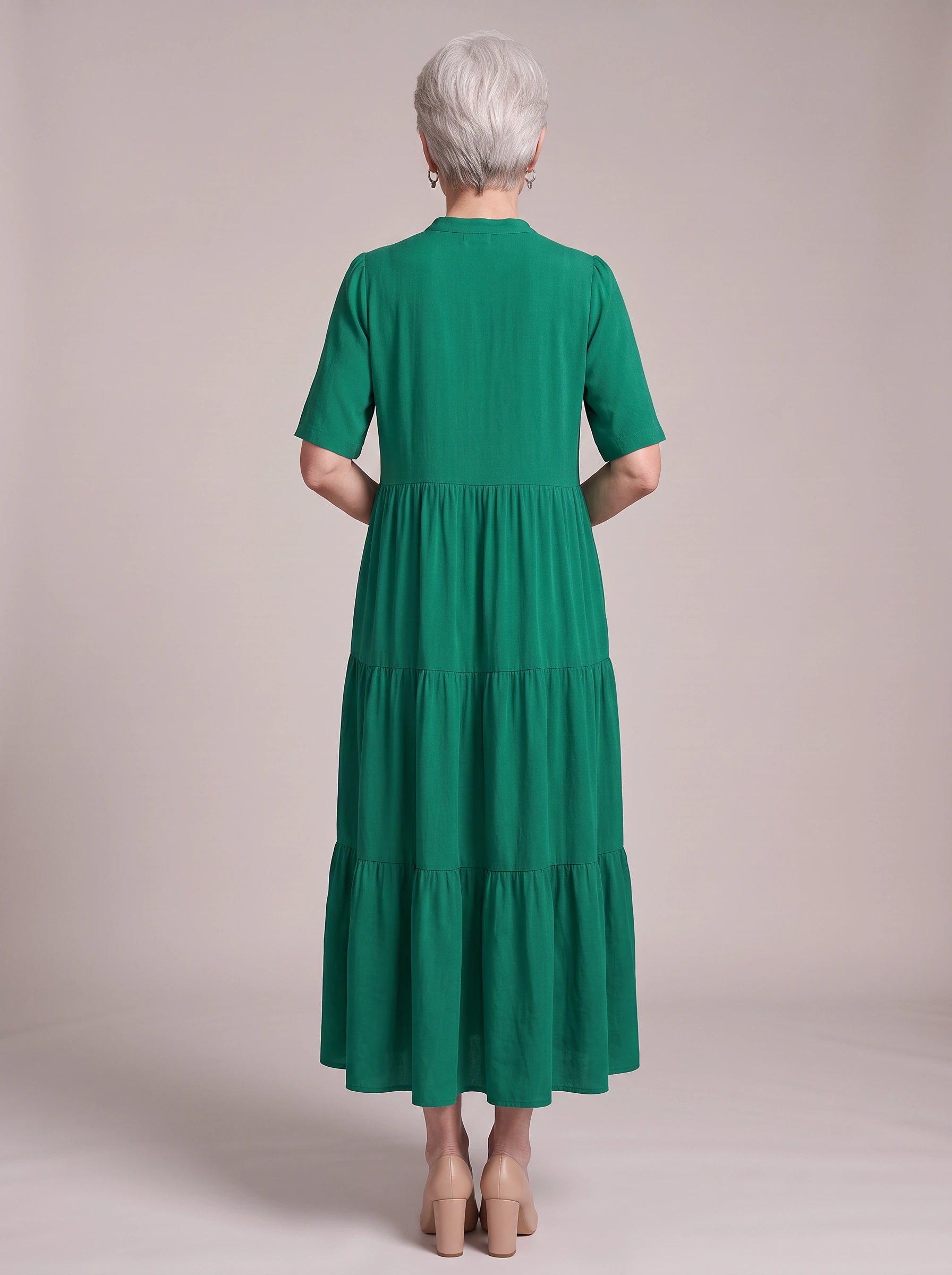 Magnolia V-Neck Tiered Maxi Dress – Business Casual Women Corporate Office Elegant Ladies Maxi Dress