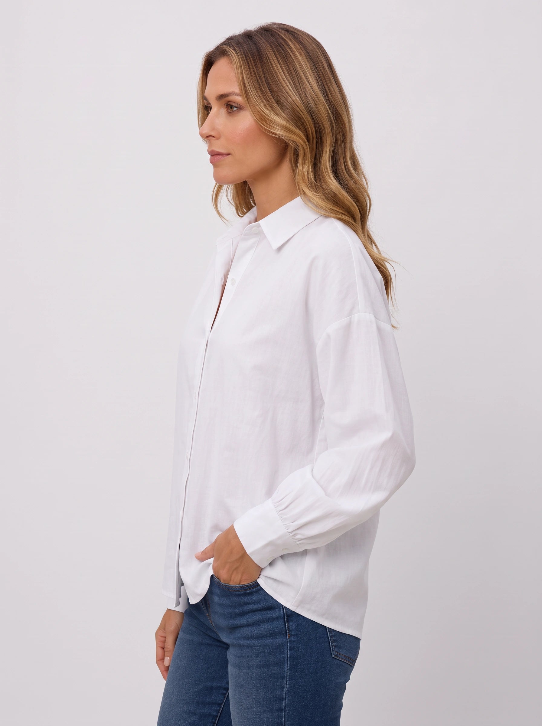 Crispan Oversized Button-Up Shirt – Classic Button Down Long Sleeve Women Casual Office Work Winter Blouse