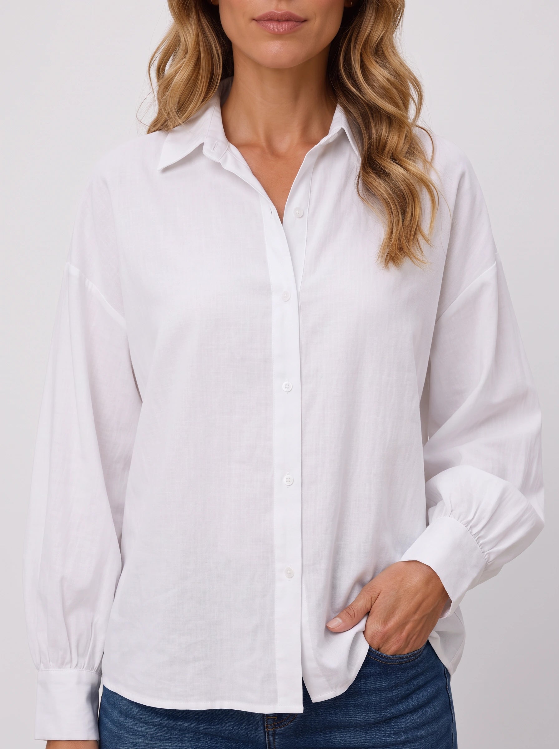 Crispan Oversized Button-Up Shirt – Classic Button Down Long Sleeve Women Casual Office Work Winter Blouse