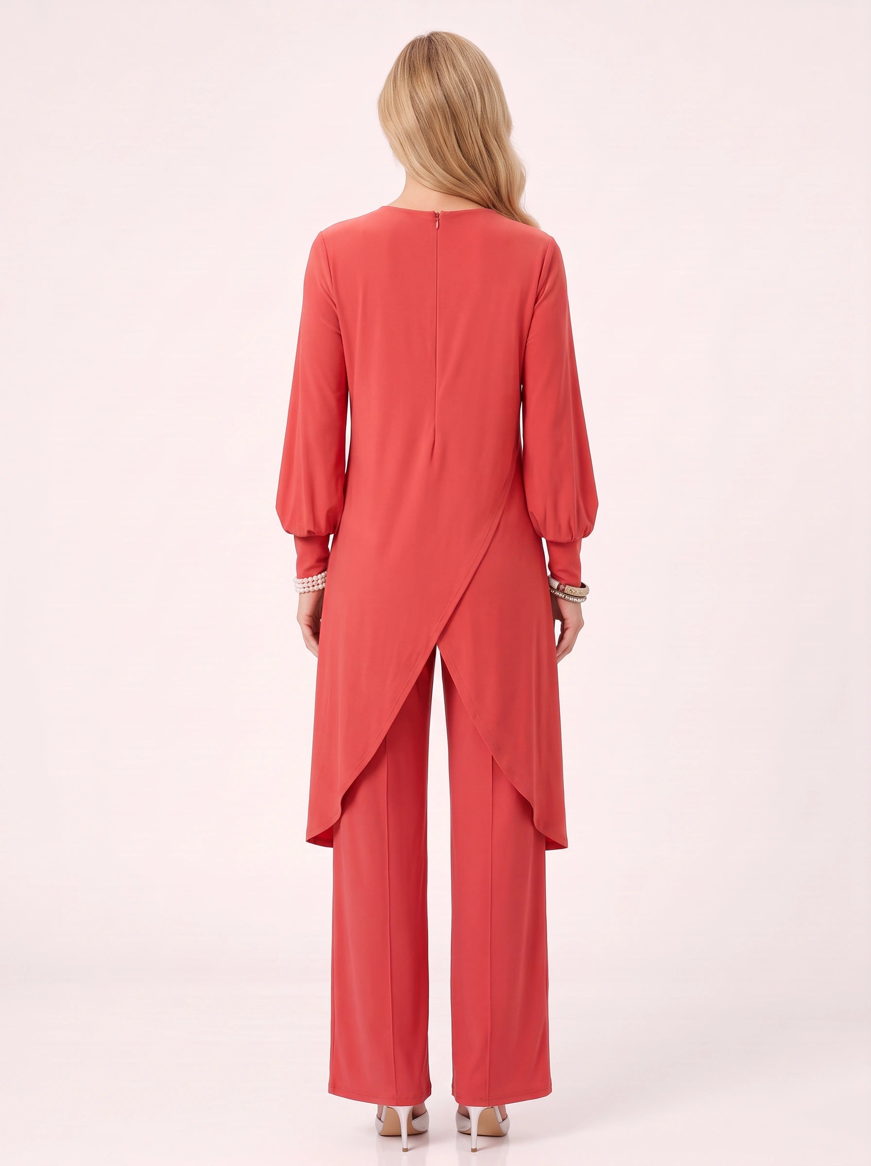 Plariva Overlay Longline Tunic Wide-Leg Pant Set – Two Piece Sets Women Formal Lounge Loungewear