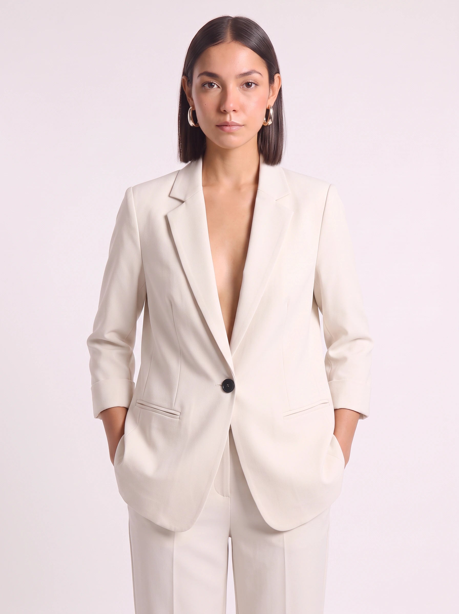 Mondara Longline Blazer Trouser Co-Ord – Women Tailored Pants High Waisted Office Formal Business Suit Set